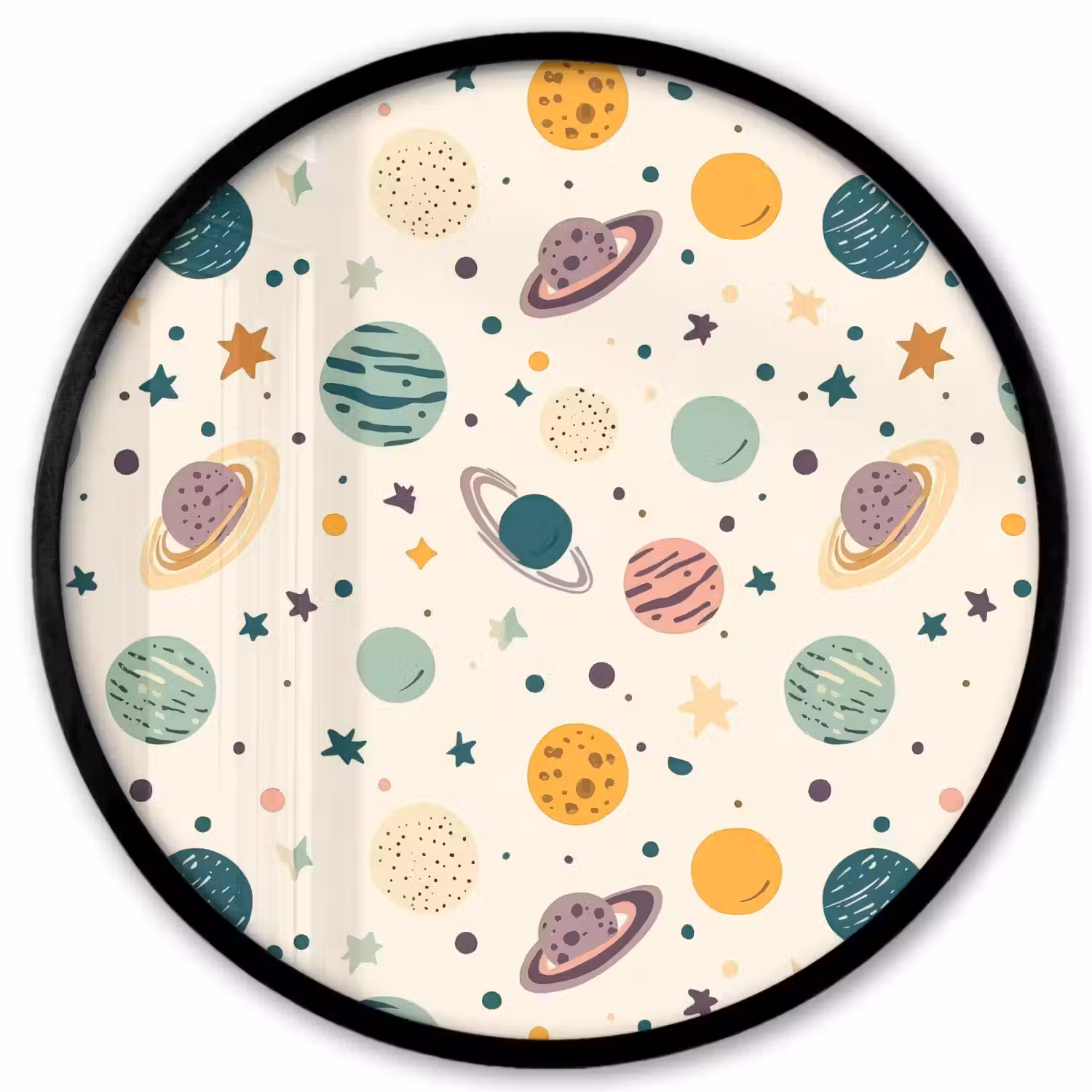 Planeten - Retro - Kleurrijk Fotolijst rond zonder passe partout klein 856 -3d