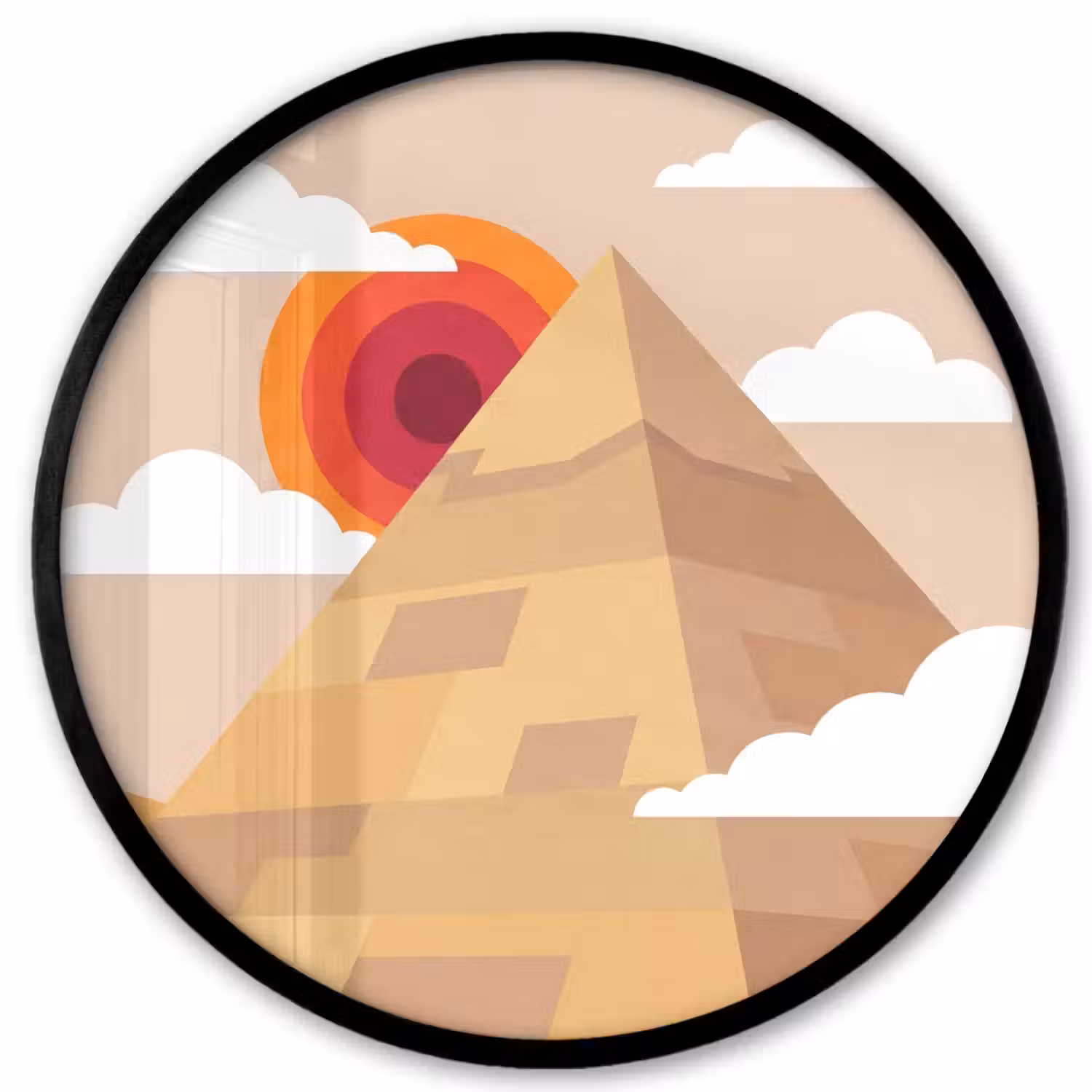 Piramide - Zon - Woestijn - Modern - Oranje Fotolijst rond zonder passe partout klein -3d