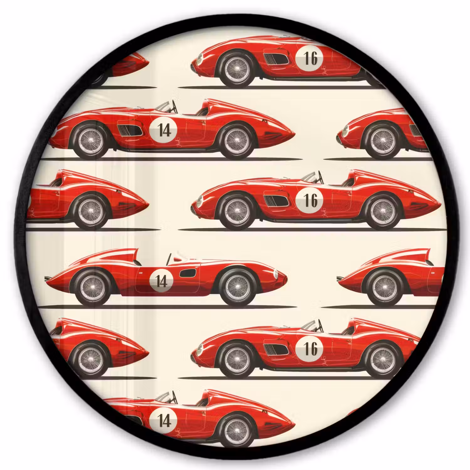 Raceauto - Retro - Rood Fotolijst rond zonder passe partout klein 856 -3d