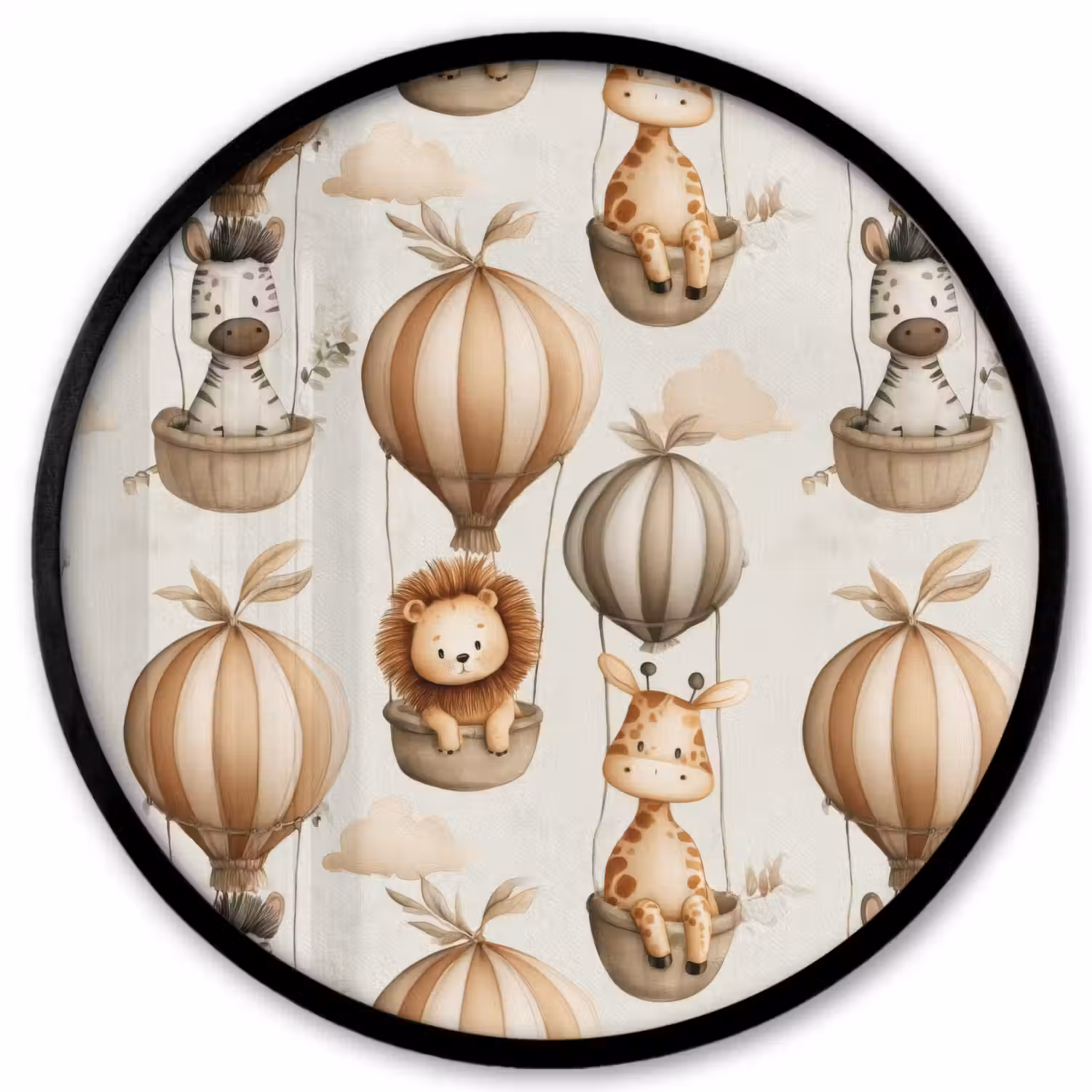Safari - Luchtballonen - Taupe Fotolijst rond zonder passe partout klein 856 -3d