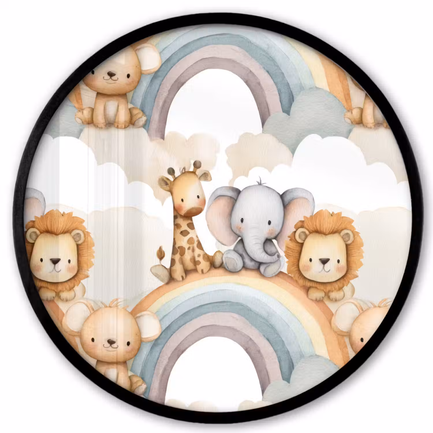Safari - Regenboog - Kleurrijk Fotolijst rond zonder passe partout klein 856 -3d