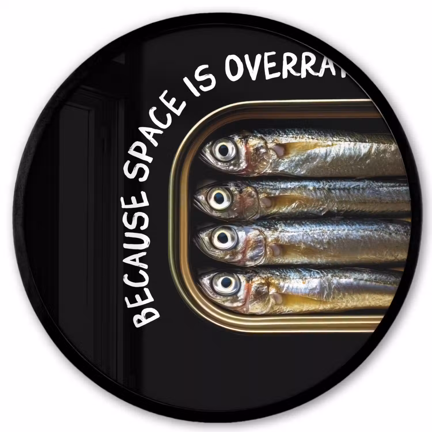 Sardines - Tekst - Vis - Blik Fotolijst rond zonder passe partout klein -3d