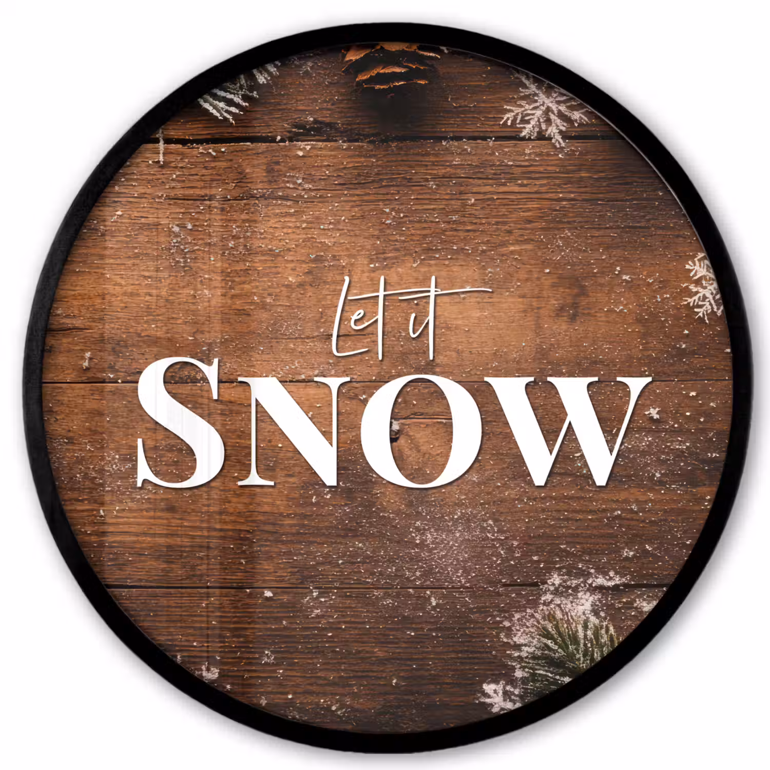Sneeuw - Houtlook - Quote - Let it snow Fotolijst rond zonder passe partout klein -3d
