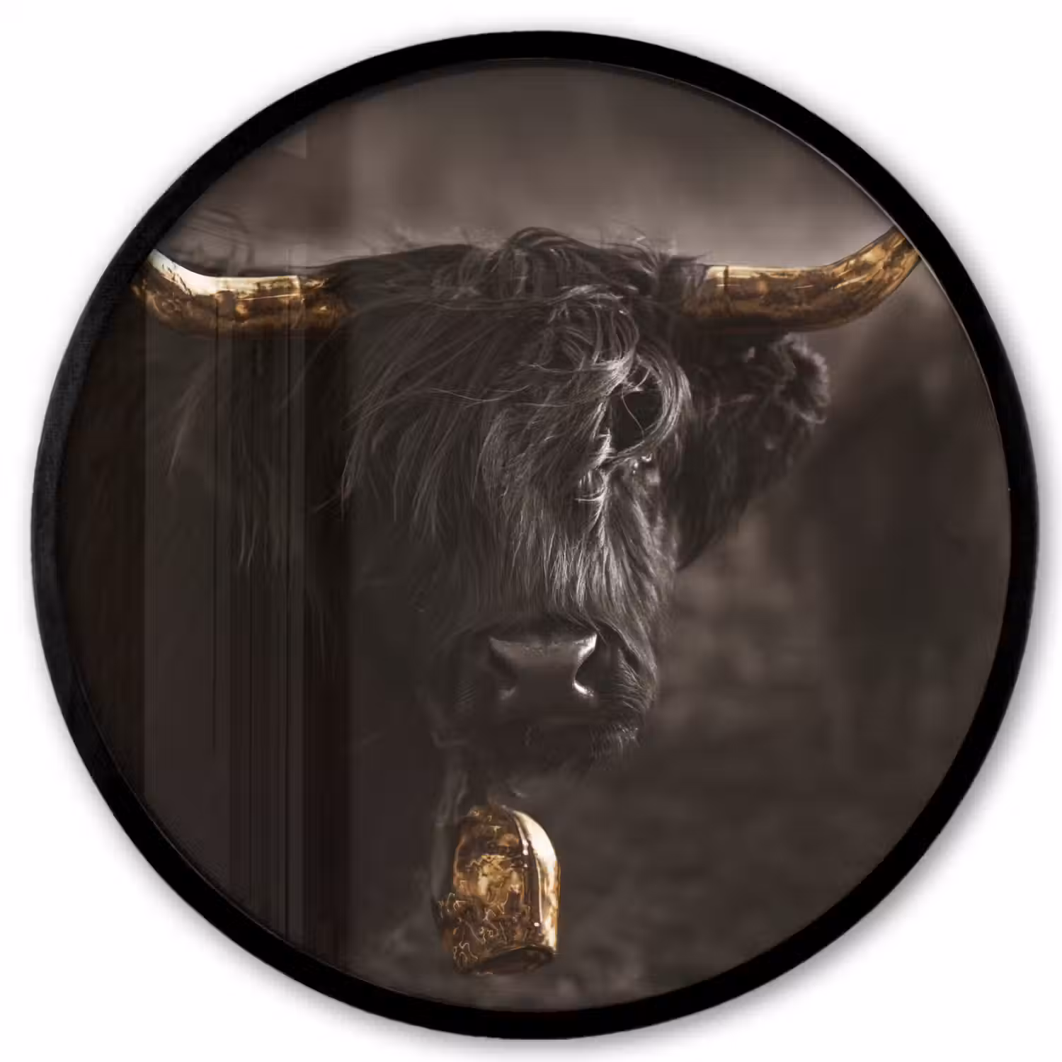 Schotse hooglander - Goud - Koebel - Hoorns - Dieren Fotolijst rond zonder passe partout klein -3d