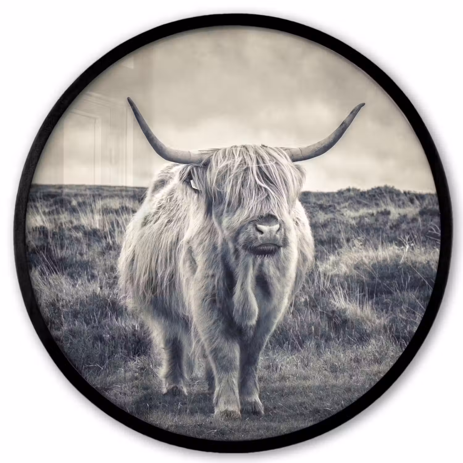 Schotse hooglander - Dieren - Wolken - Koe - Natuur Fotolijst rond zonder passe partout klein -3d