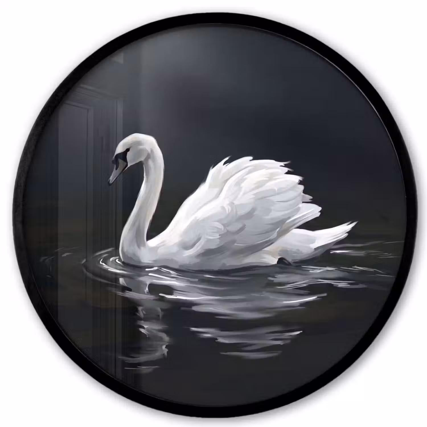 Zwaan - Water - Natuur - Realistisch - Wit Fotolijst rond zonder passe partout klein -3d