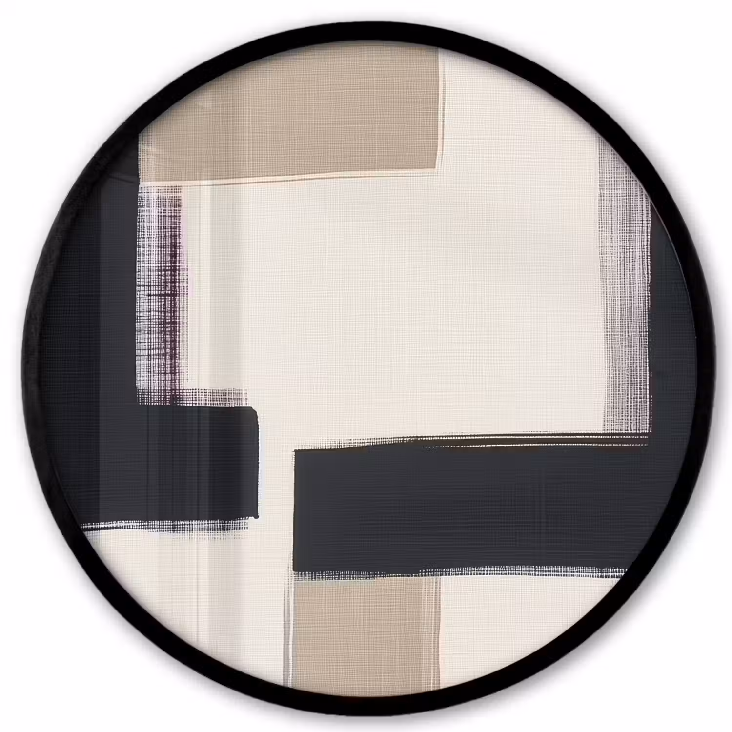 Zwart - Abstract - Japandi Fotolijst rond zonder passe partout klein -3d