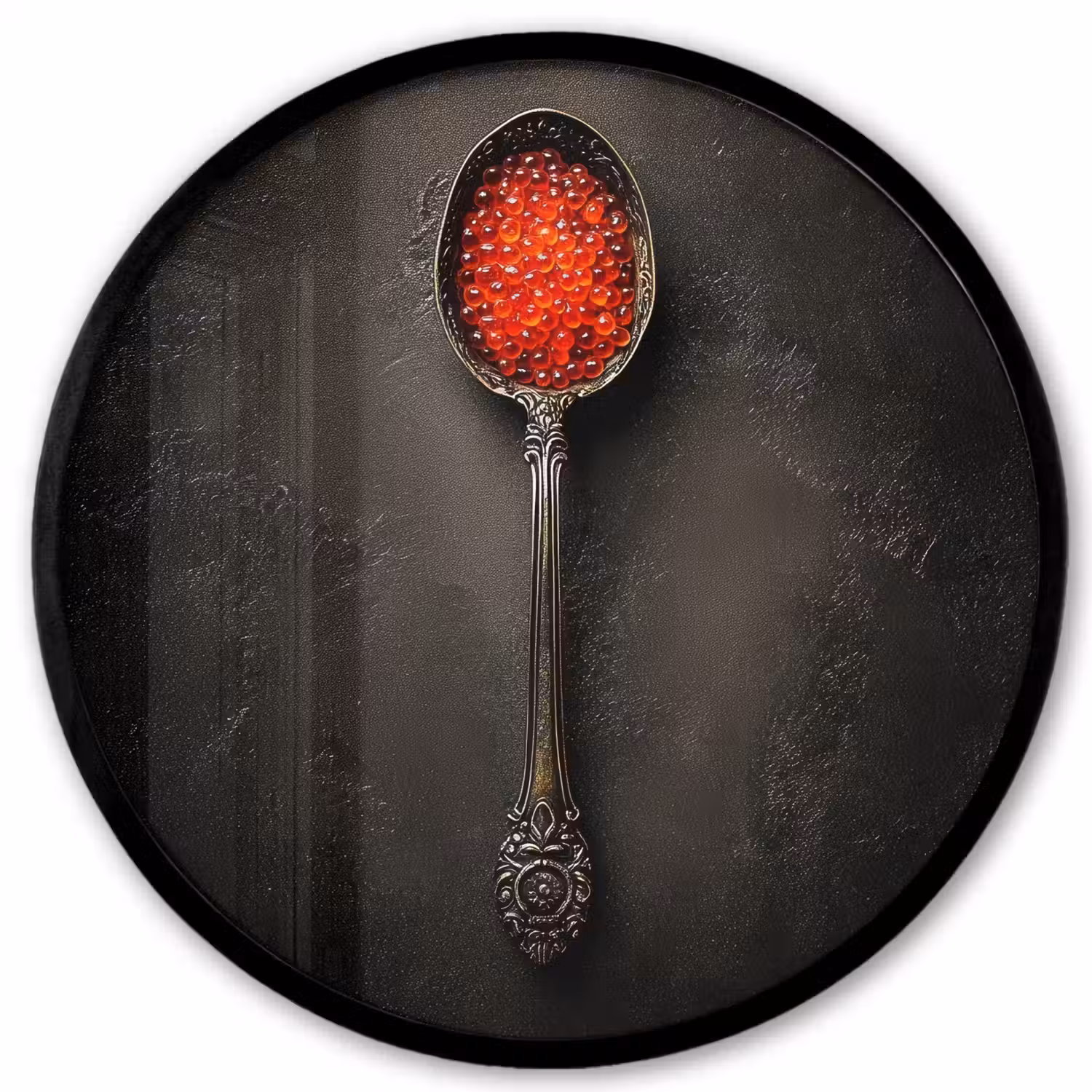 Zwart - Lepel - Caviar Fotolijst rond zonder passe partout klein -3d