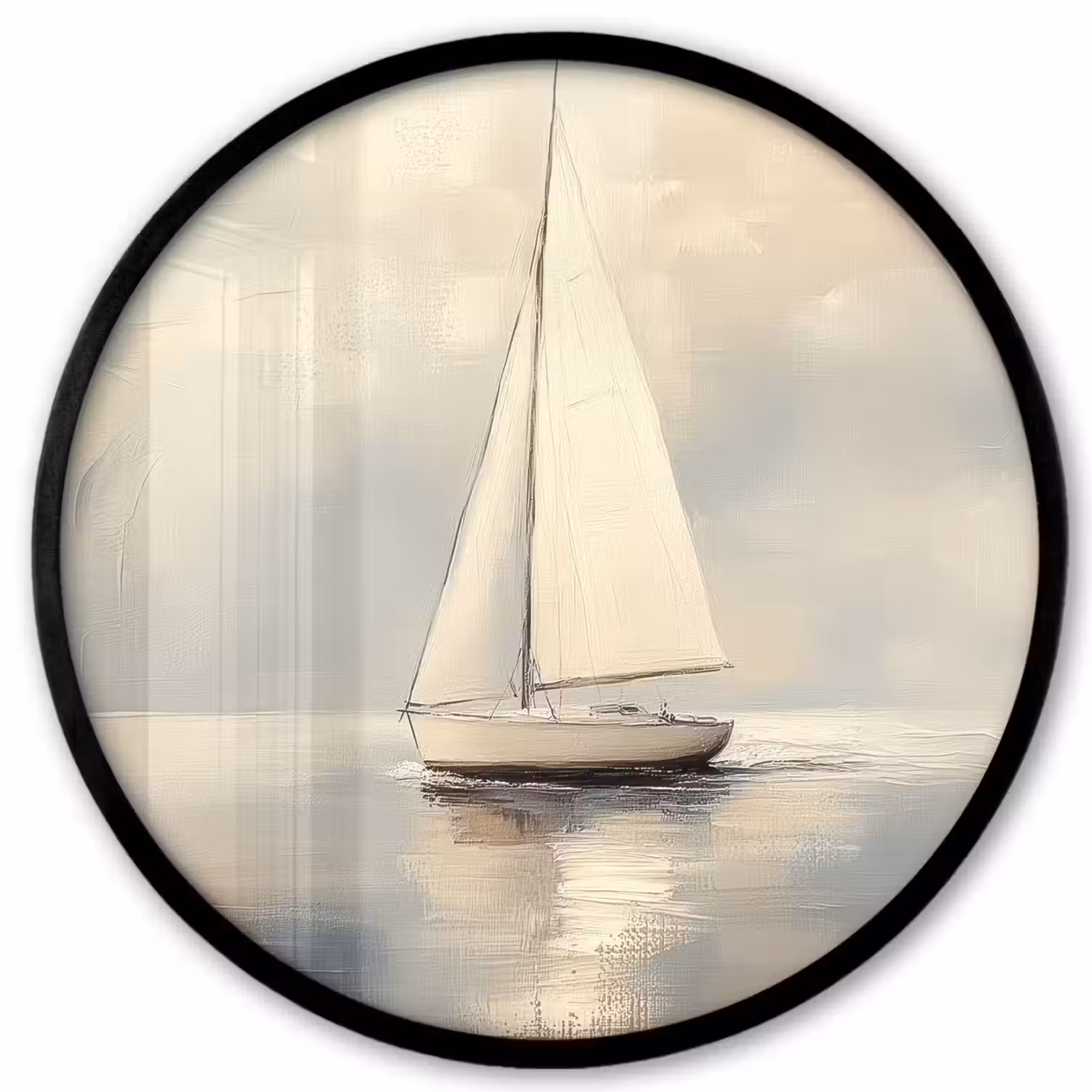 Zeilschip - Zee - Bewolkt Fotolijst rond zonder passe partout klein -3d