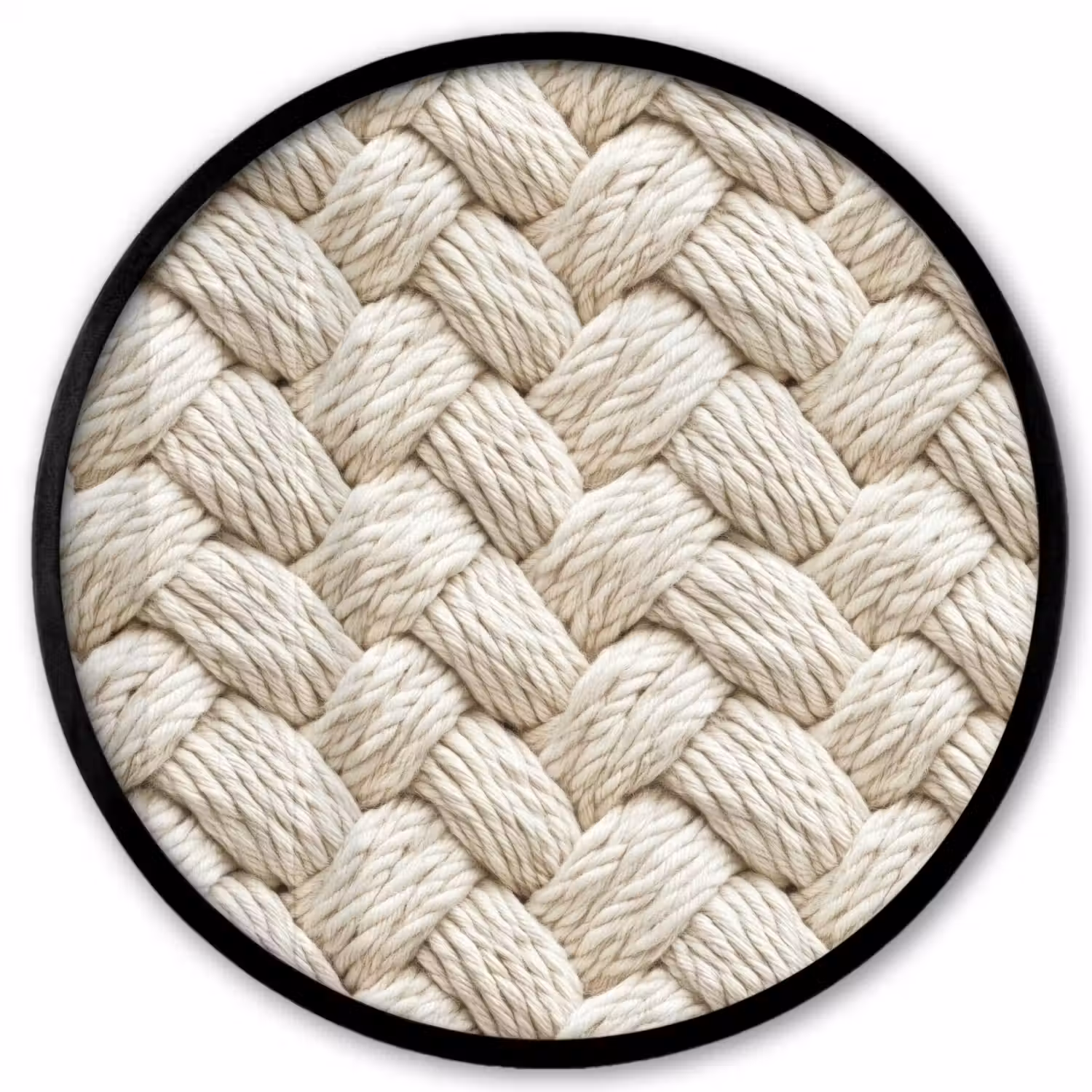 Touw - Gebreid - Beige Fotolijst rond zonder passe partout klein 856 -3d