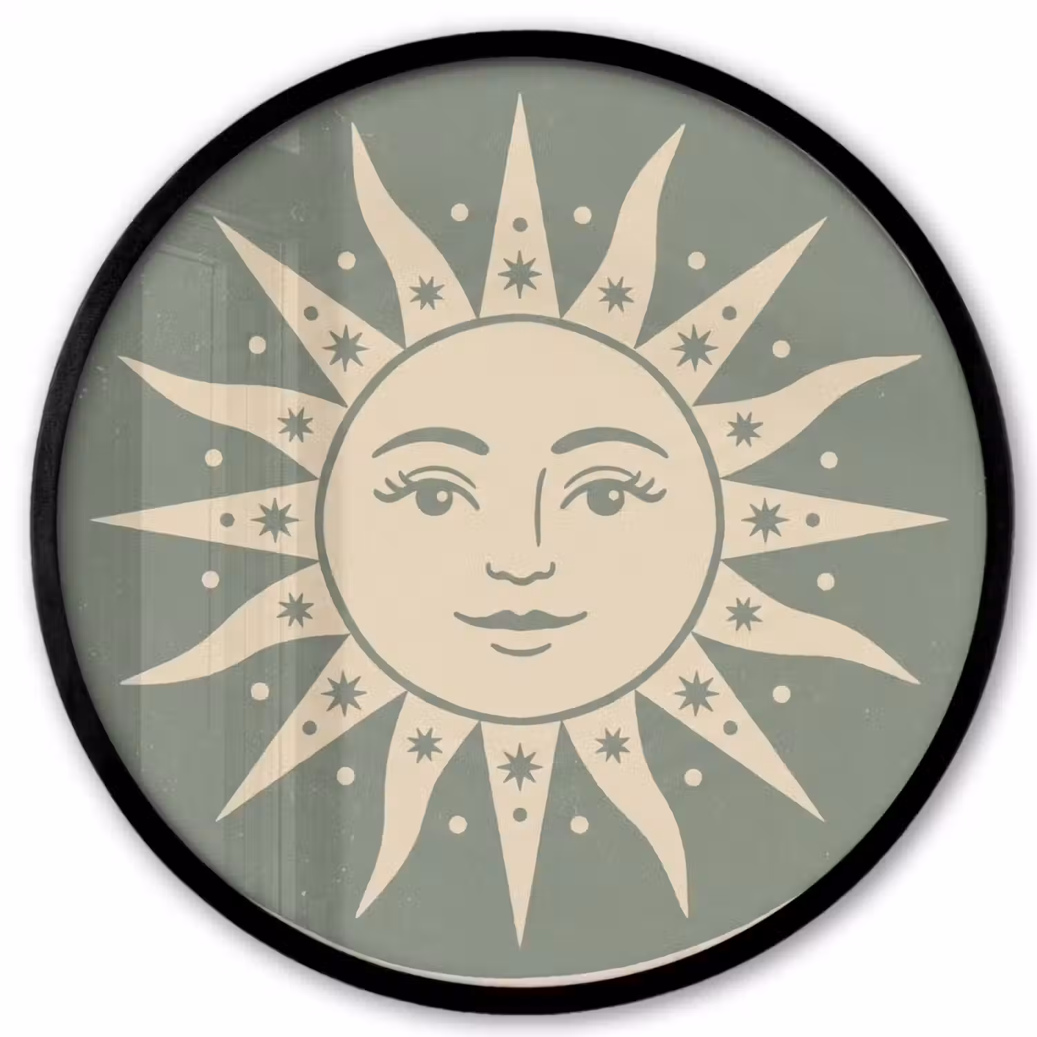 Zon - Sterren - Astrologie - Vintage - Groen Fotolijst rond zonder passe partout klein -3d
