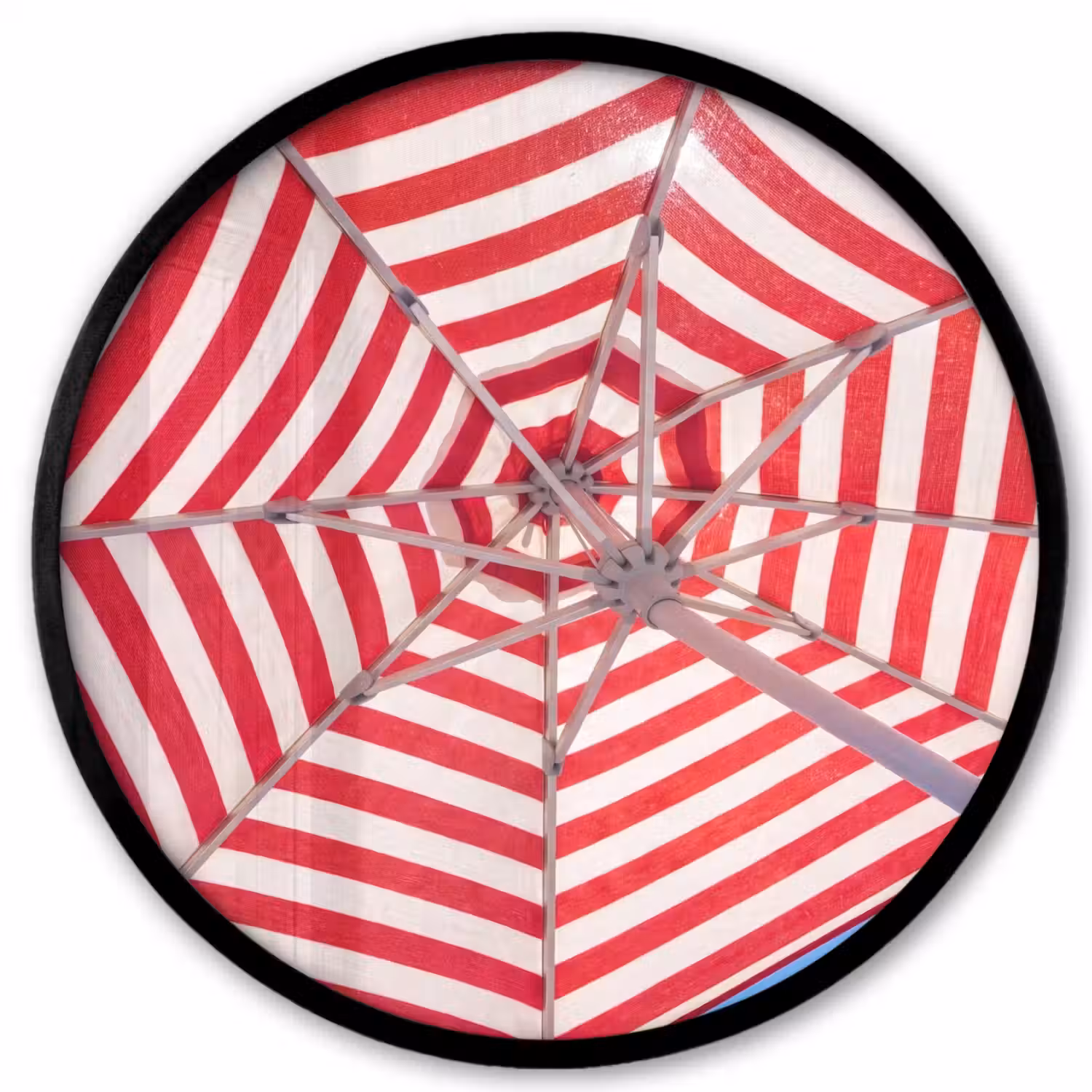 Parasol - Strepen - Zomer - Rood - Blauw Fotolijst rond zonder passe partout klein -3d