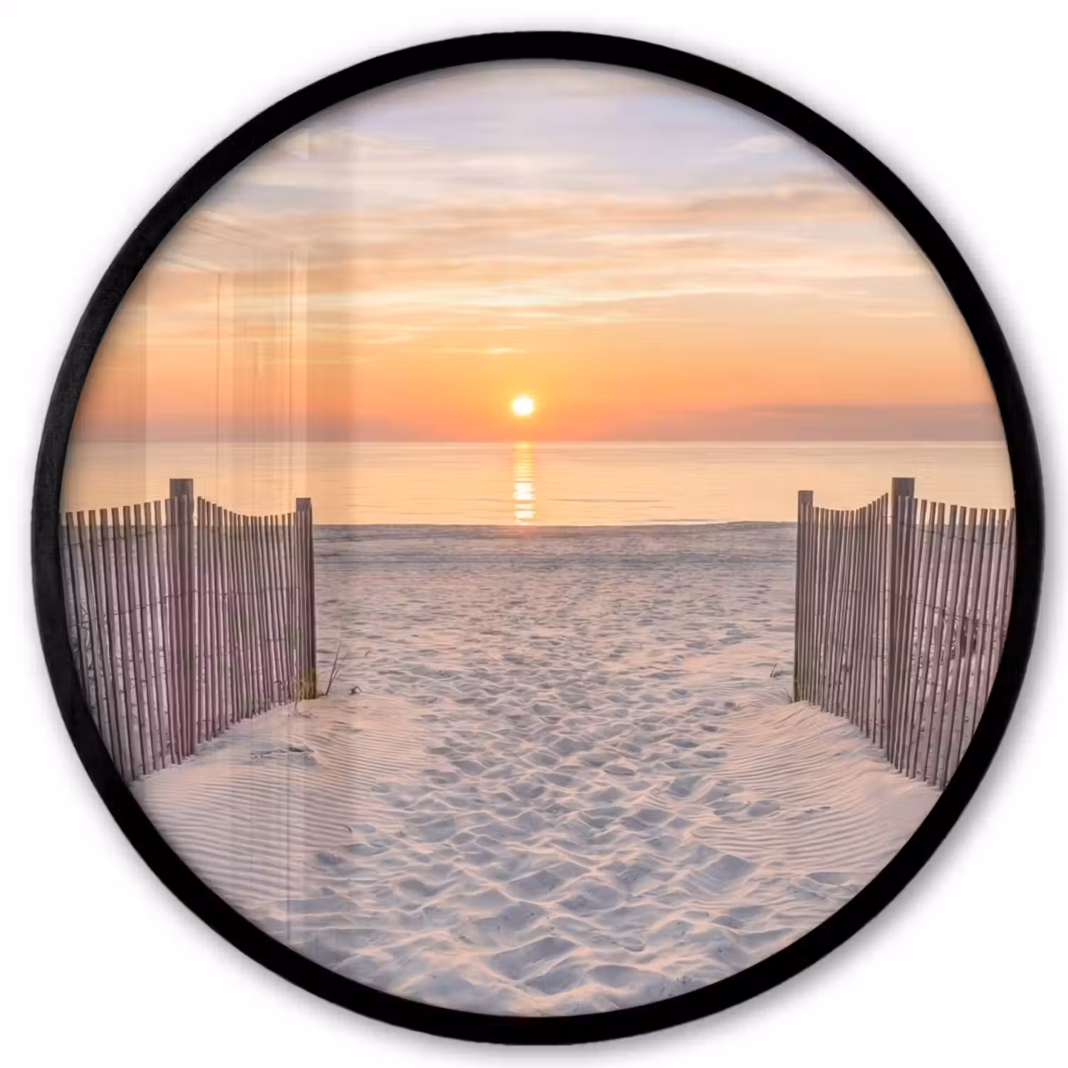 Zonsondergang - Strand - Zand Fotolijst rond zonder passe partout klein -3d