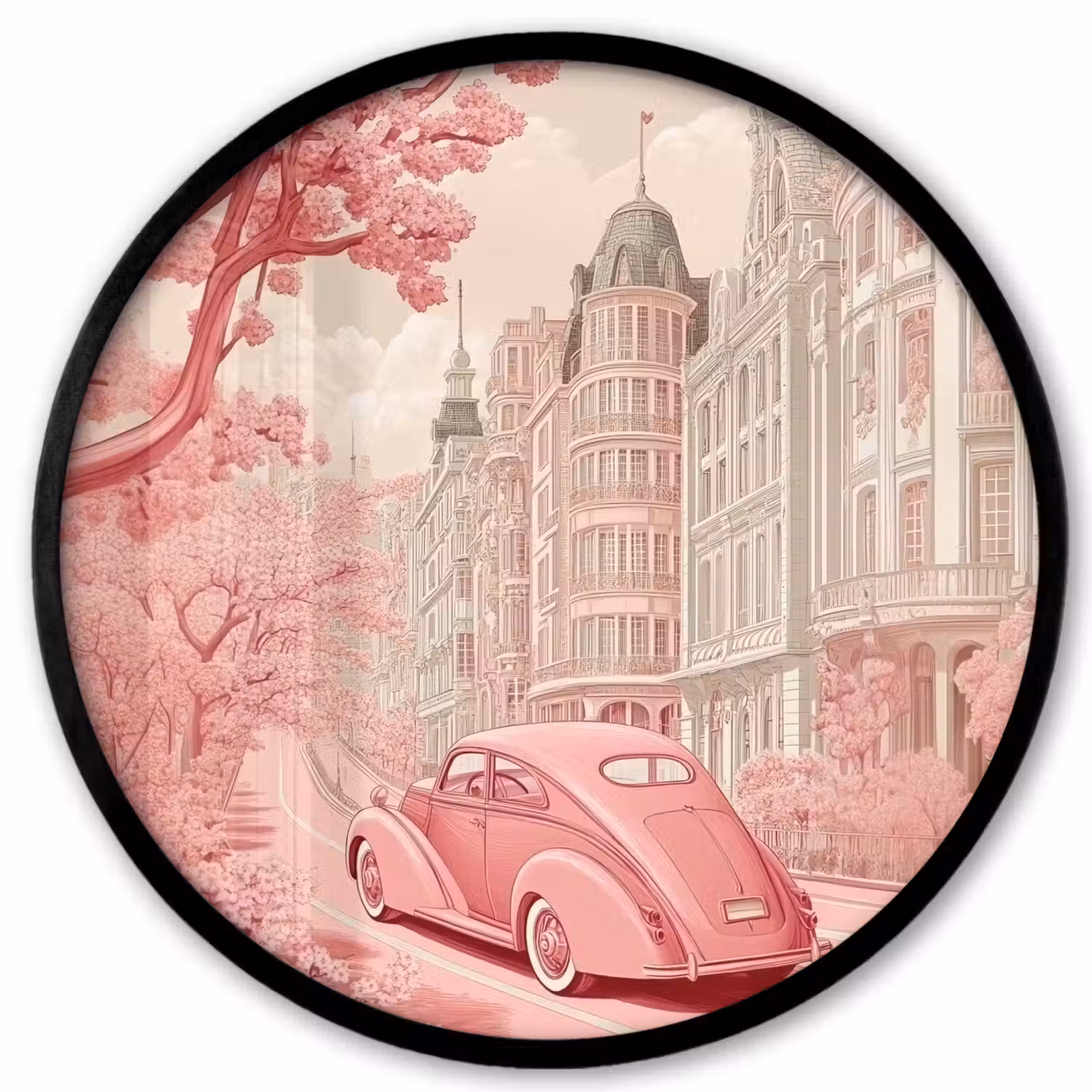 City - Car - Pink Fotolijst rond zonder passe partout klein -3d