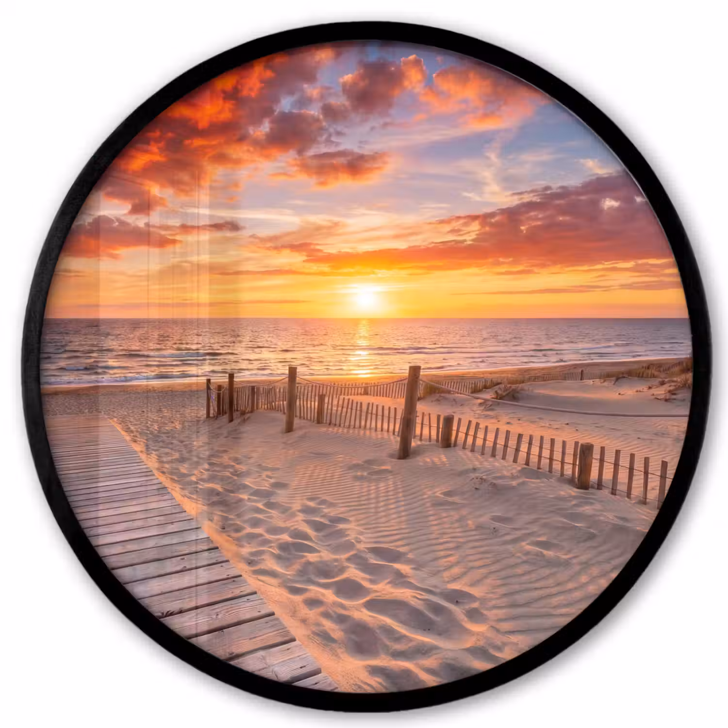 Strand - Zonsondergang - Zee - Natuur - Oranje Fotolijst rond zonder passe partout klein -3d