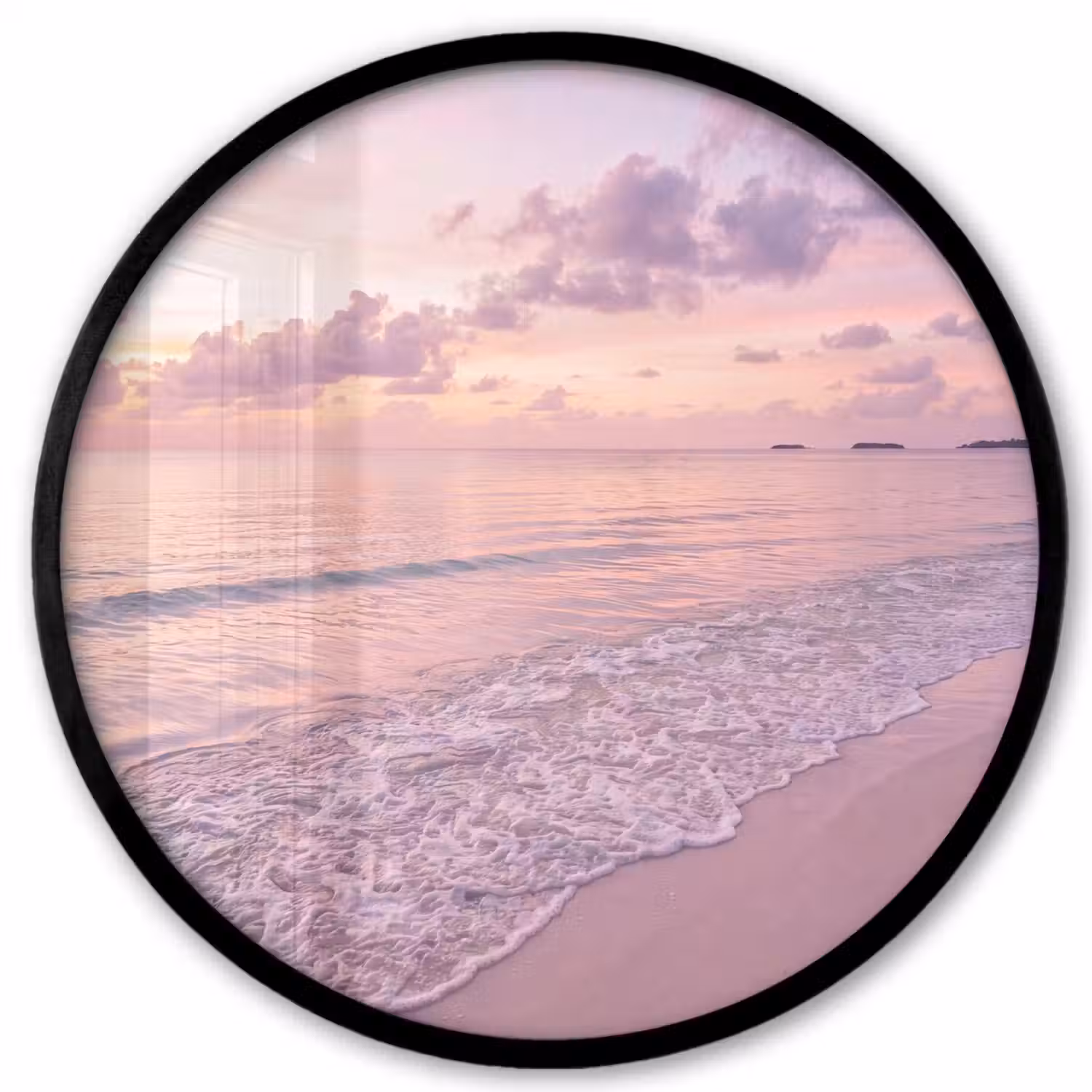 Strand - Zonsondergang - Natuur - Minimalistisch - Roze Fotolijst rond zonder passe partout klein -3d