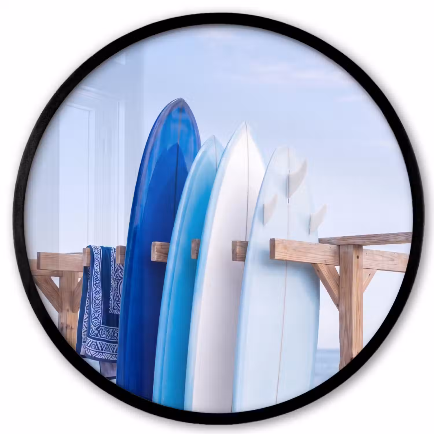 Surfplank - Strand - Zomer - Blauw - Water Fotolijst rond zonder passe partout klein -3d