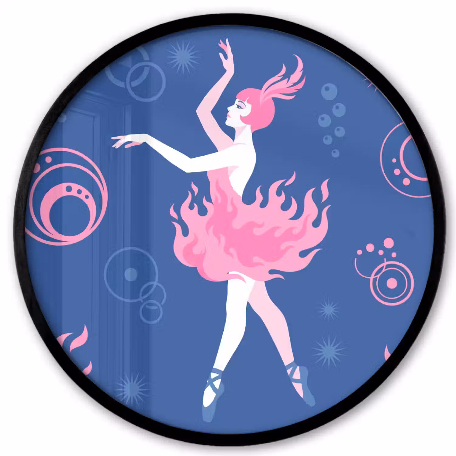Danseres - Vlammenrok - Abstract - Roze - Blauw Fotolijst rond zonder passe partout klein -3d