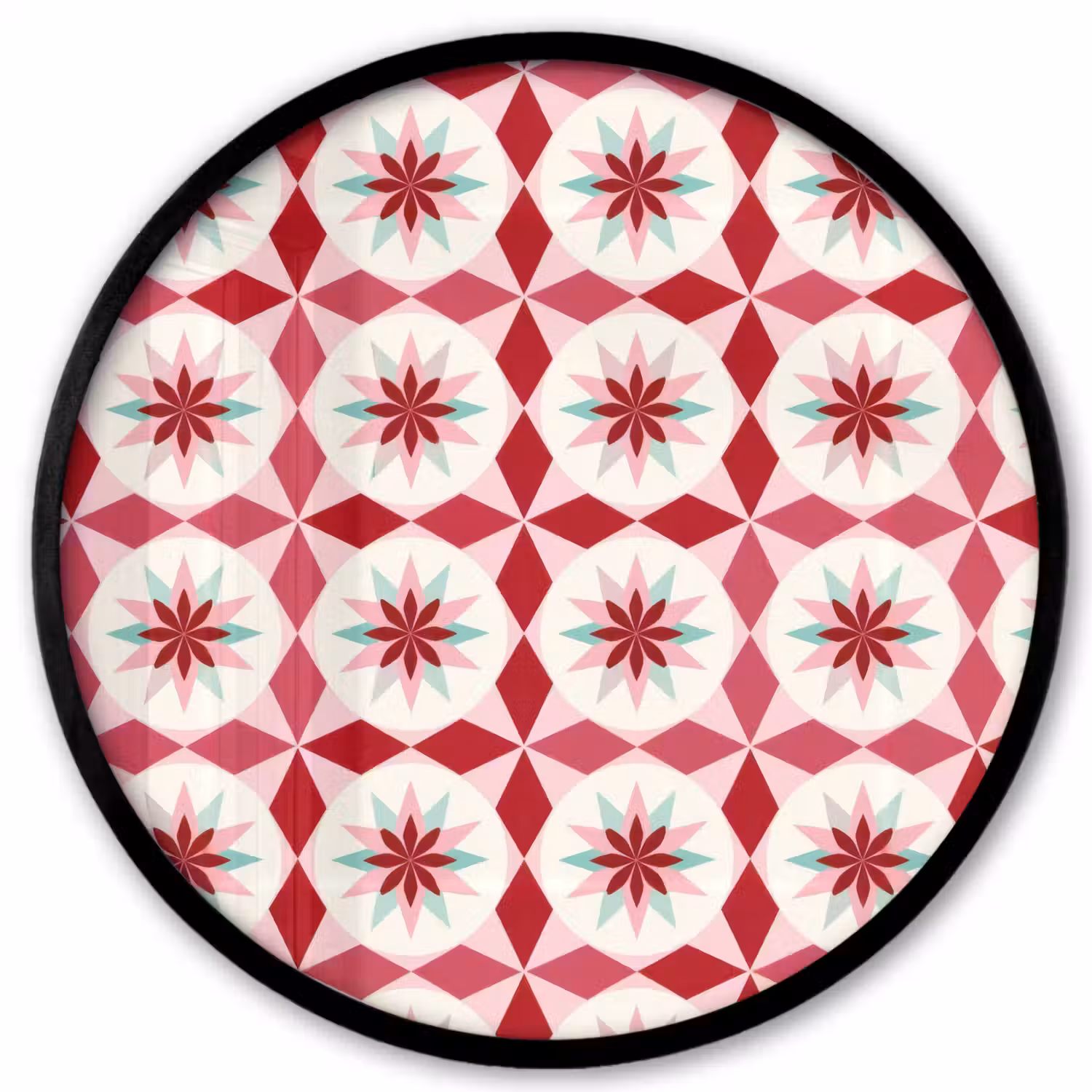 Tegelpatroon - Sterren - Retro - Roze - Mintgroen Fotolijst rond zonder passe partout klein 856 -3d