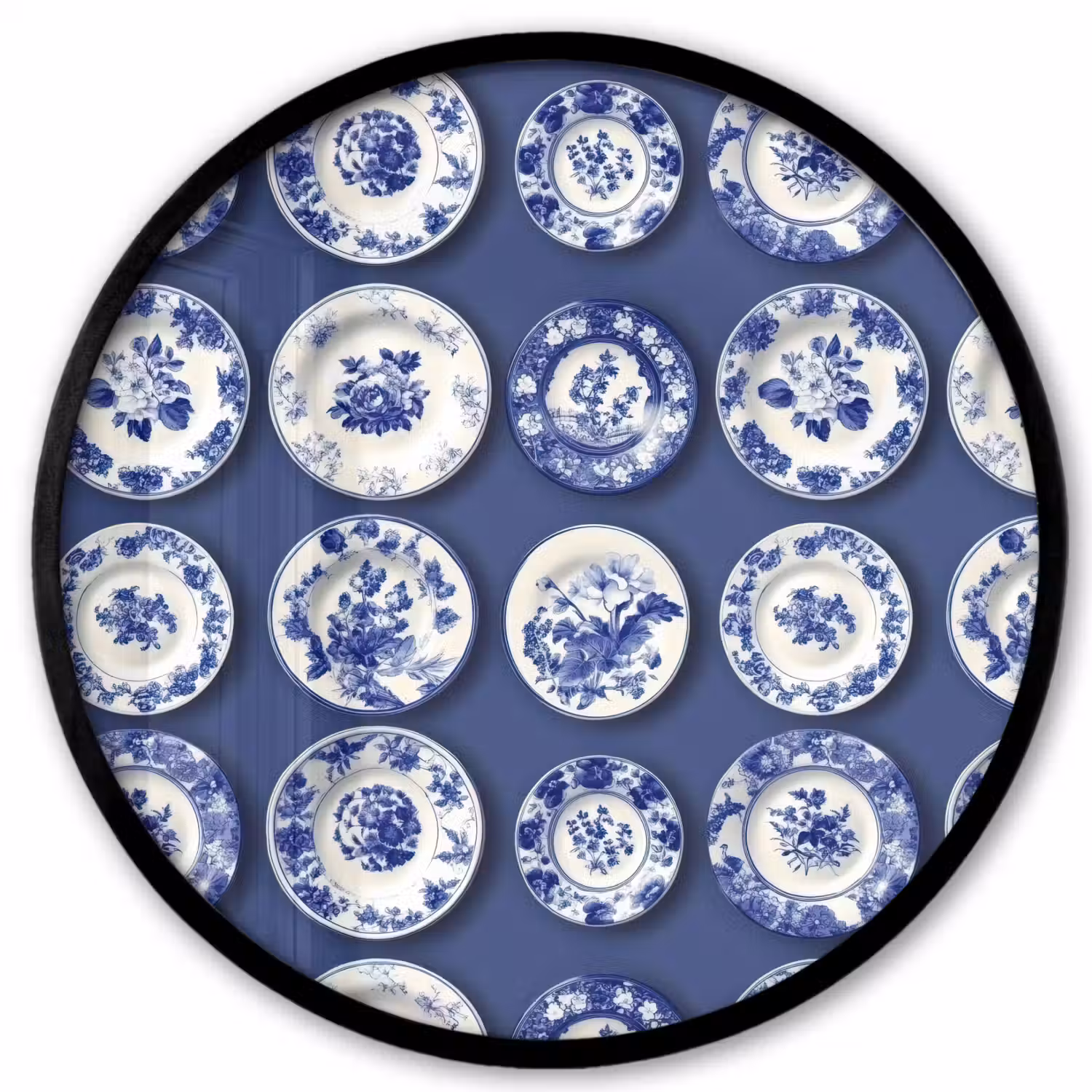 Borden - Floraal - Blauw Fotolijst rond zonder passe partout klein 856 -3d