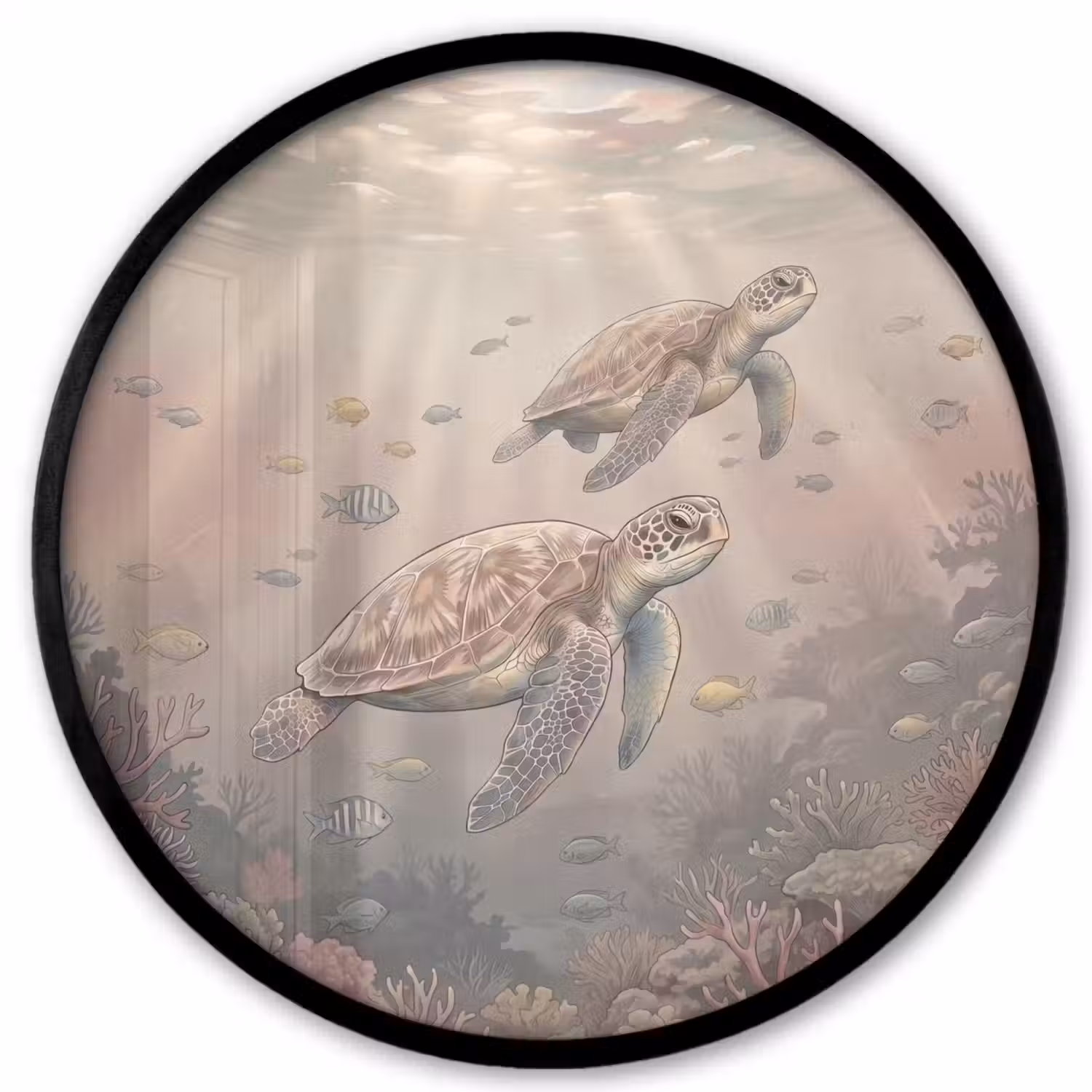 Dier - Onderwater - Oceaan - Illustratie - Zeeleven Fotolijst rond zonder passe partout klein -3d