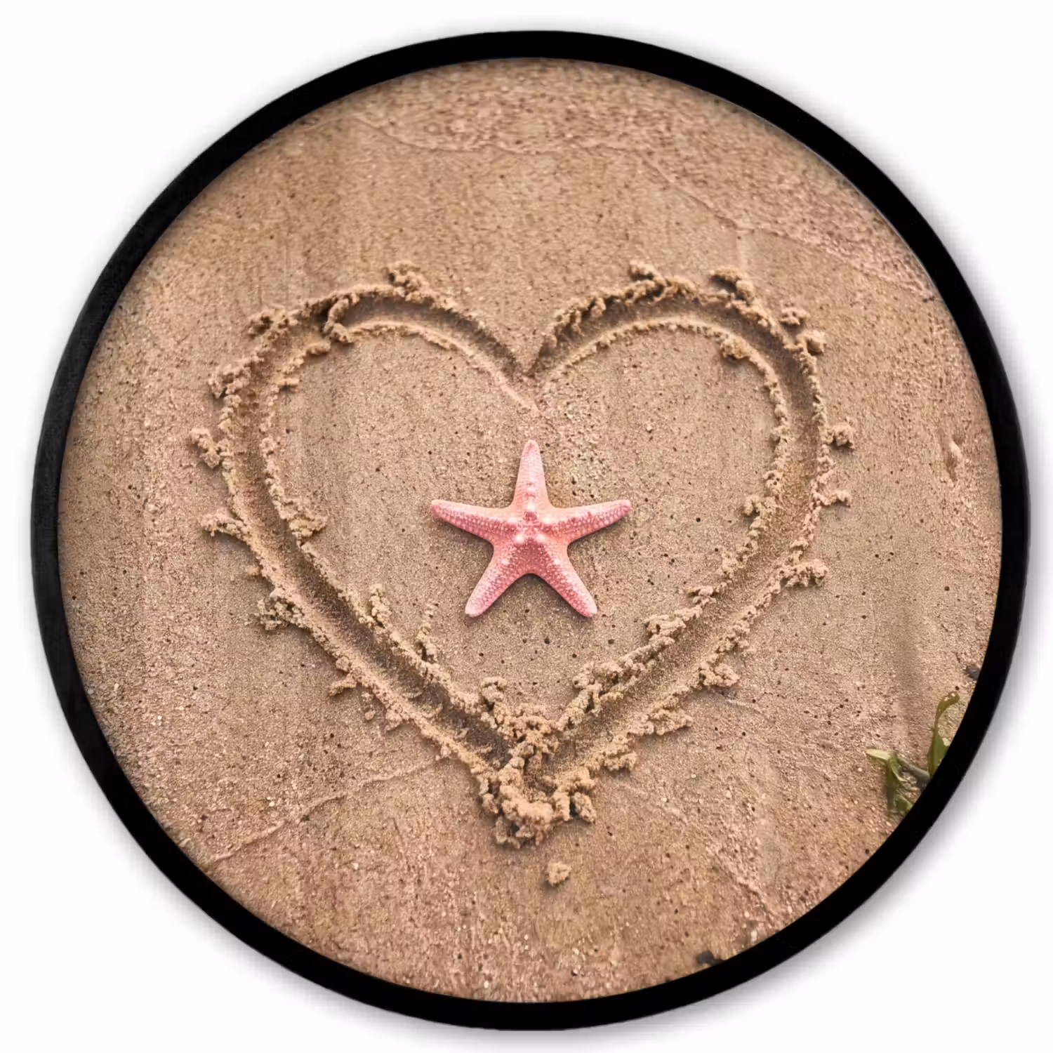 Dieren - Hart - Strand - Zand - Roze Fotolijst rond zonder passe partout klein -3d