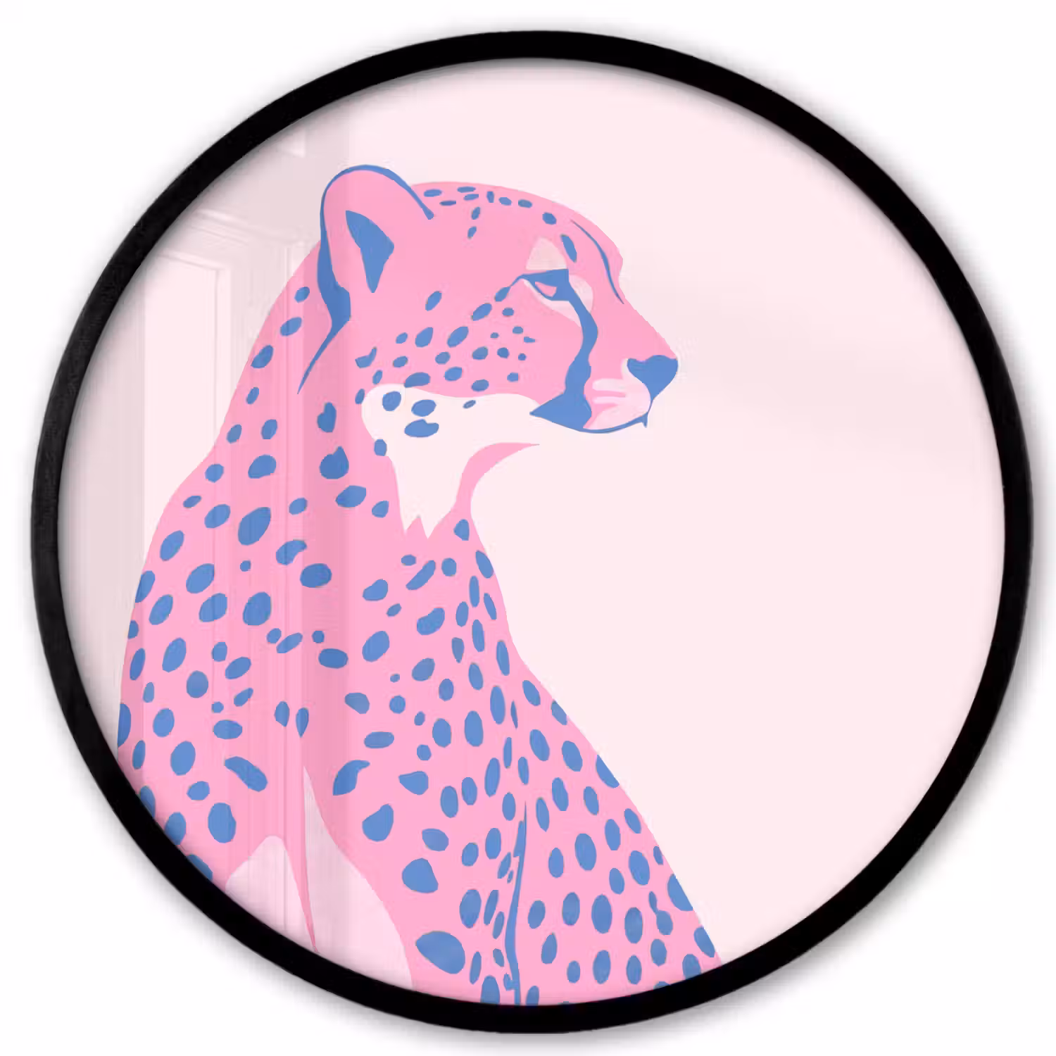 Dieren - Profiel - Abstract - Roze - Blauw Fotolijst rond zonder passe partout klein -3d