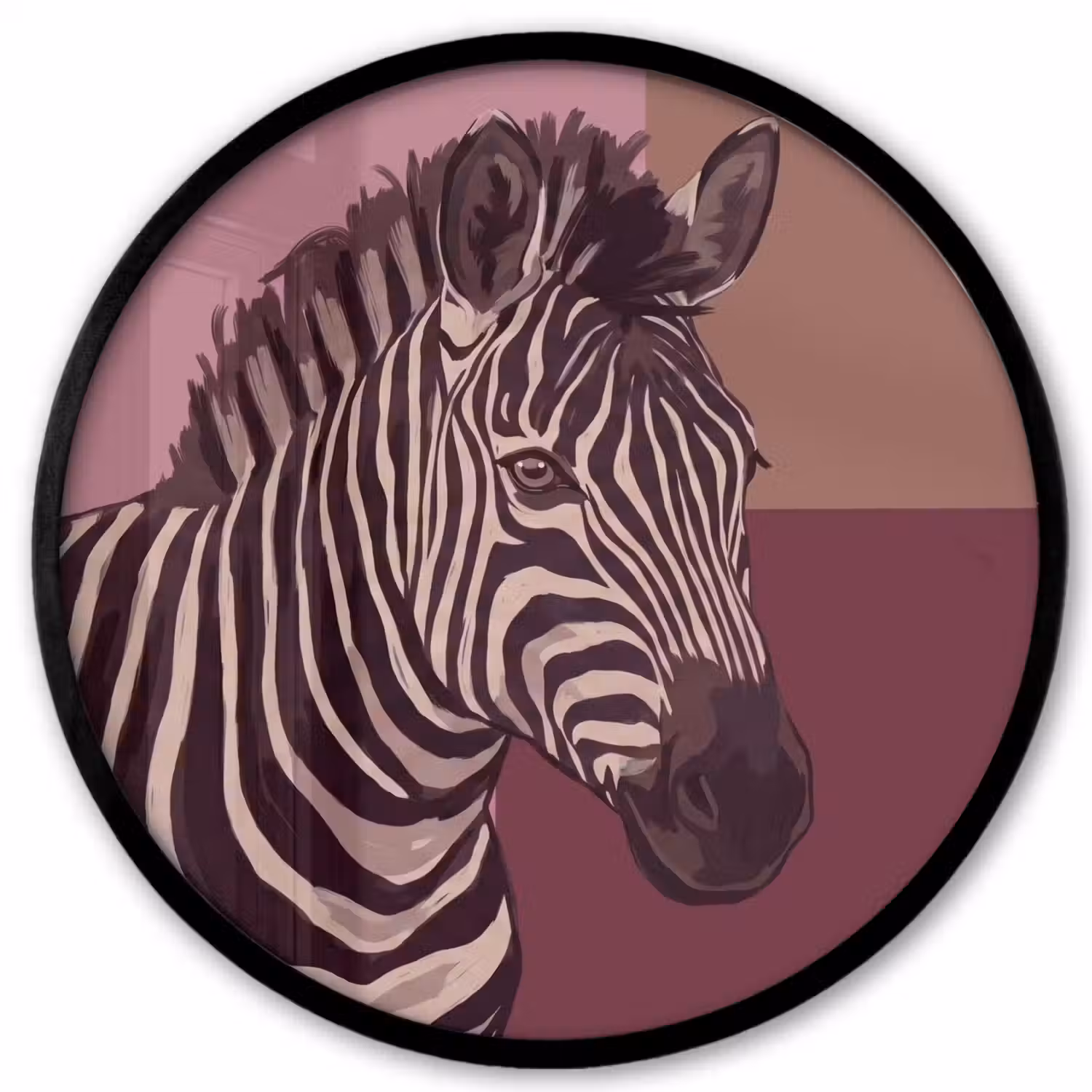 Dieren - Zebrahoofd - Wildlife - Modern - Bruin Fotolijst rond zonder passe partout klein -3d