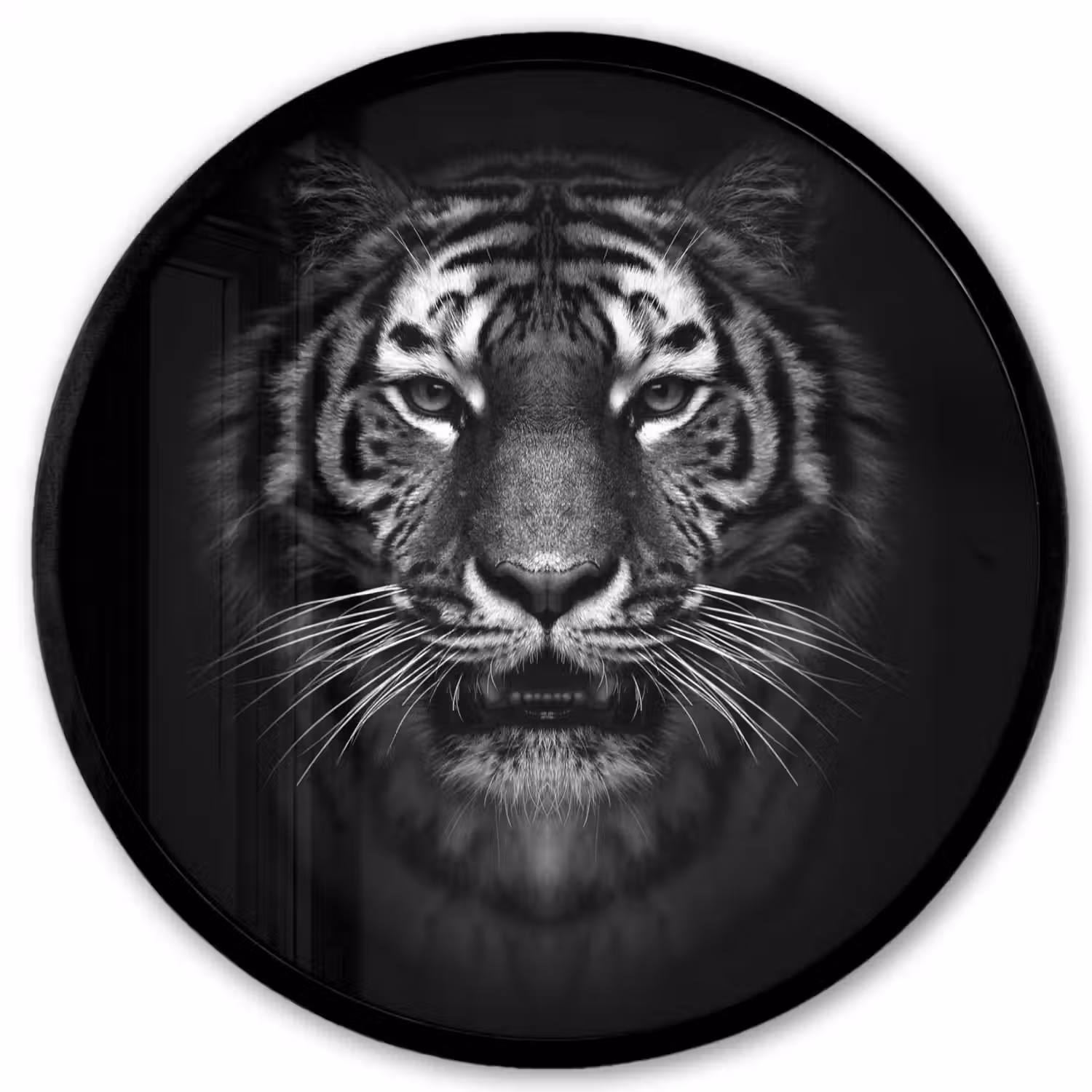 Tijger - Dieren - Zwart - Wit - Portret - Wild Fotolijst rond zonder passe partout klein -3d