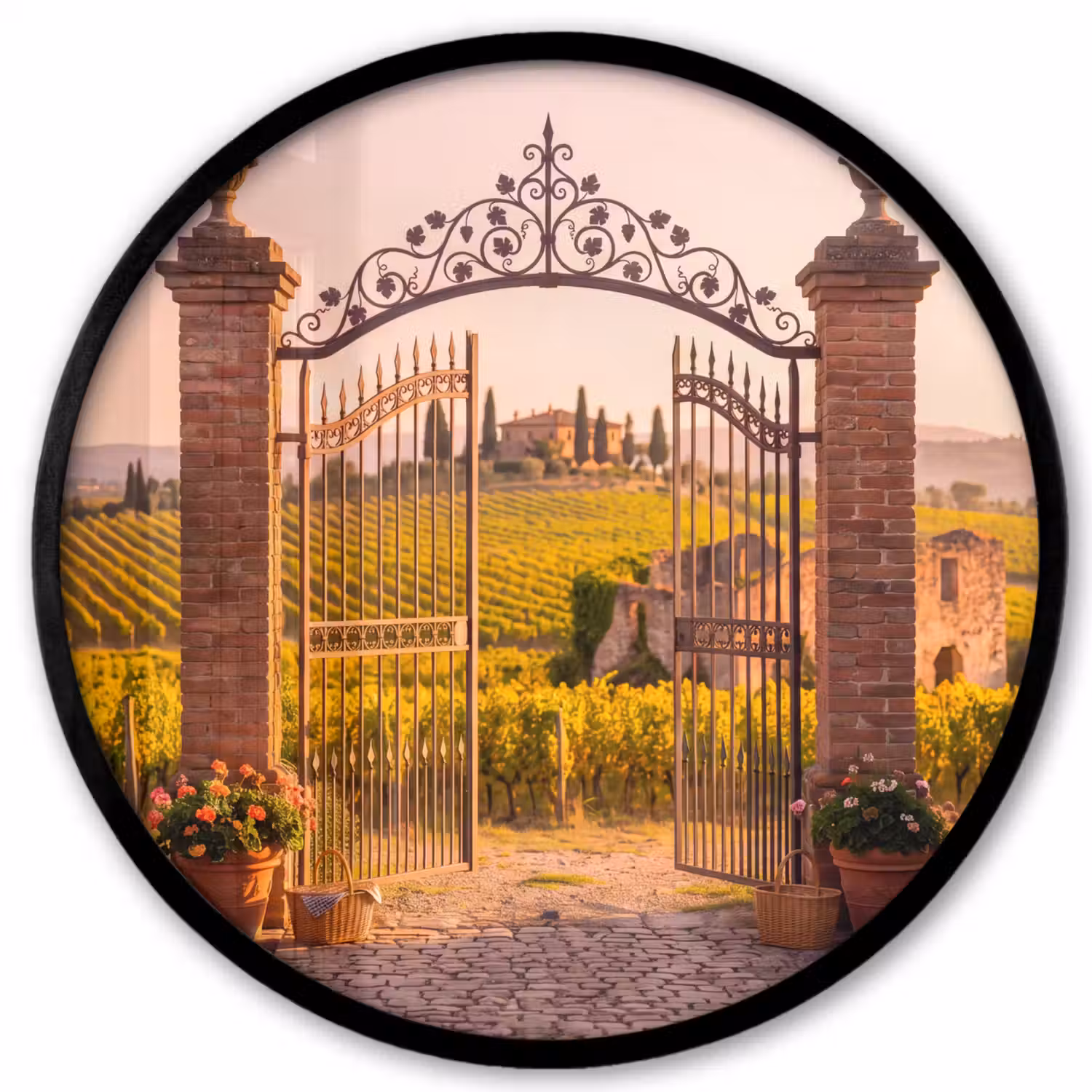 Poort - Landschap - Platteland - Zonlicht - Warm Fotolijst rond zonder passe partout klein -3d