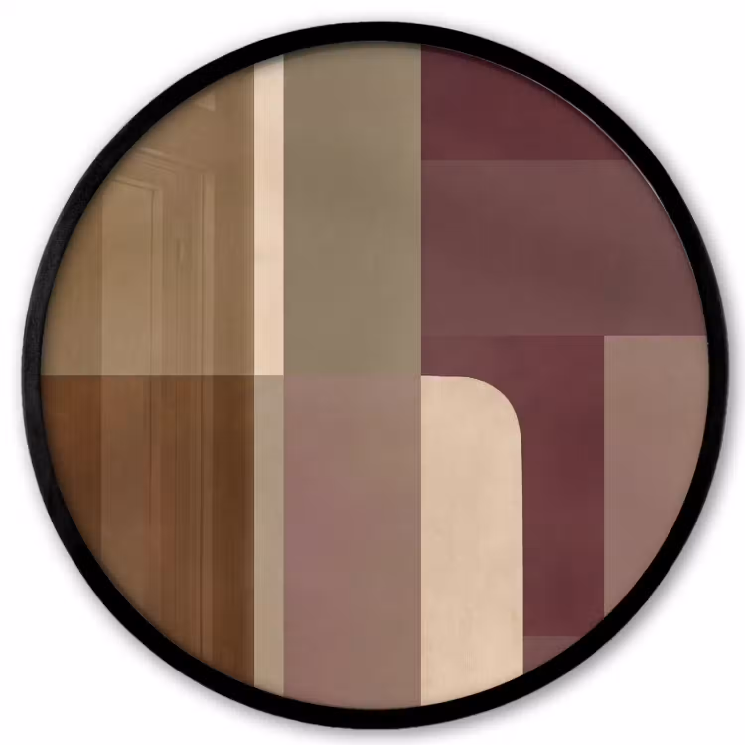 Vlakken - Abstract - Bordeaux - Lijnen Fotolijst rond zonder passe partout klein -3d