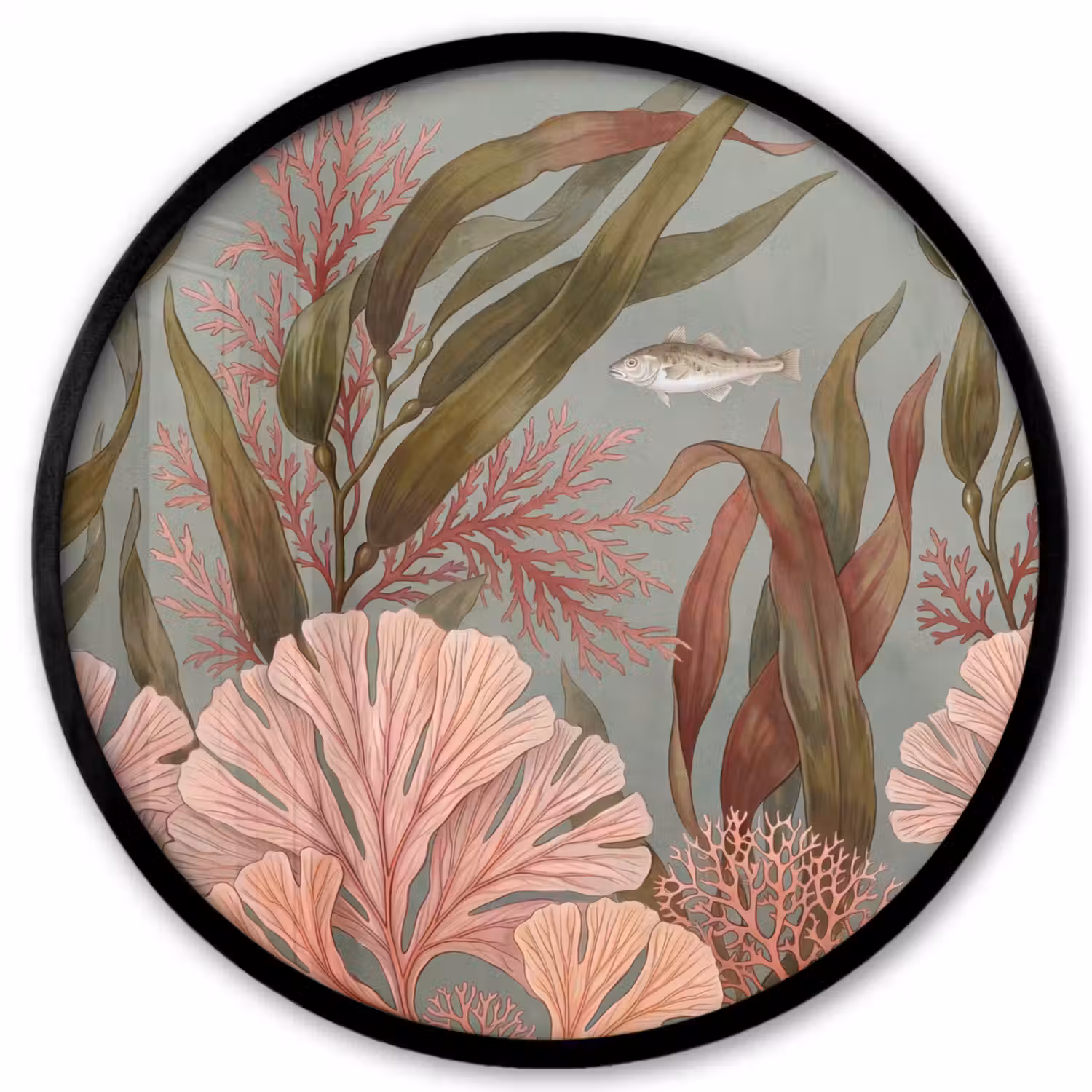 Onderwater - Planten - Vis - Vintage - Groen Fotolijst rond zonder passe partout klein -3d