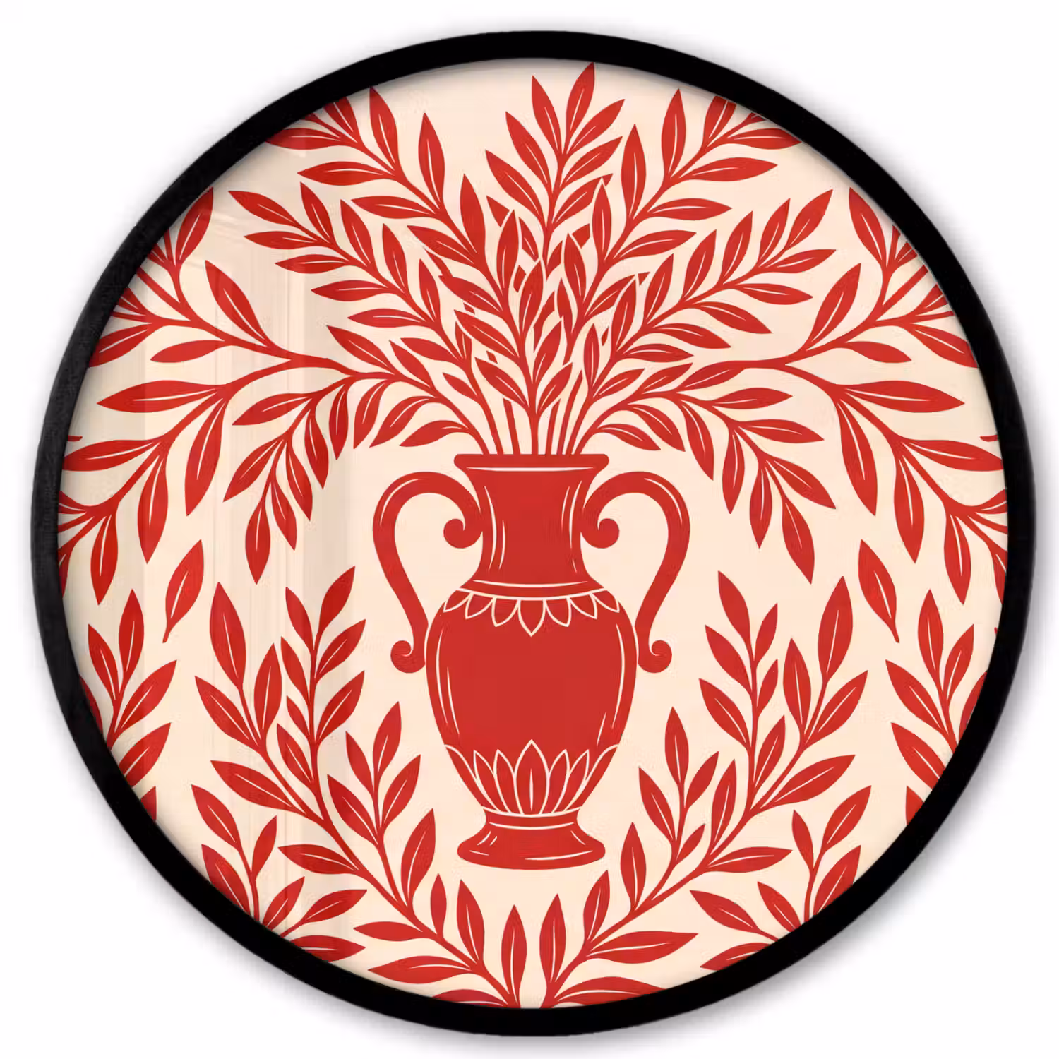 Vaas - Planten - Decoratie - Abstract - Rood Fotolijst rond zonder passe partout klein -3d