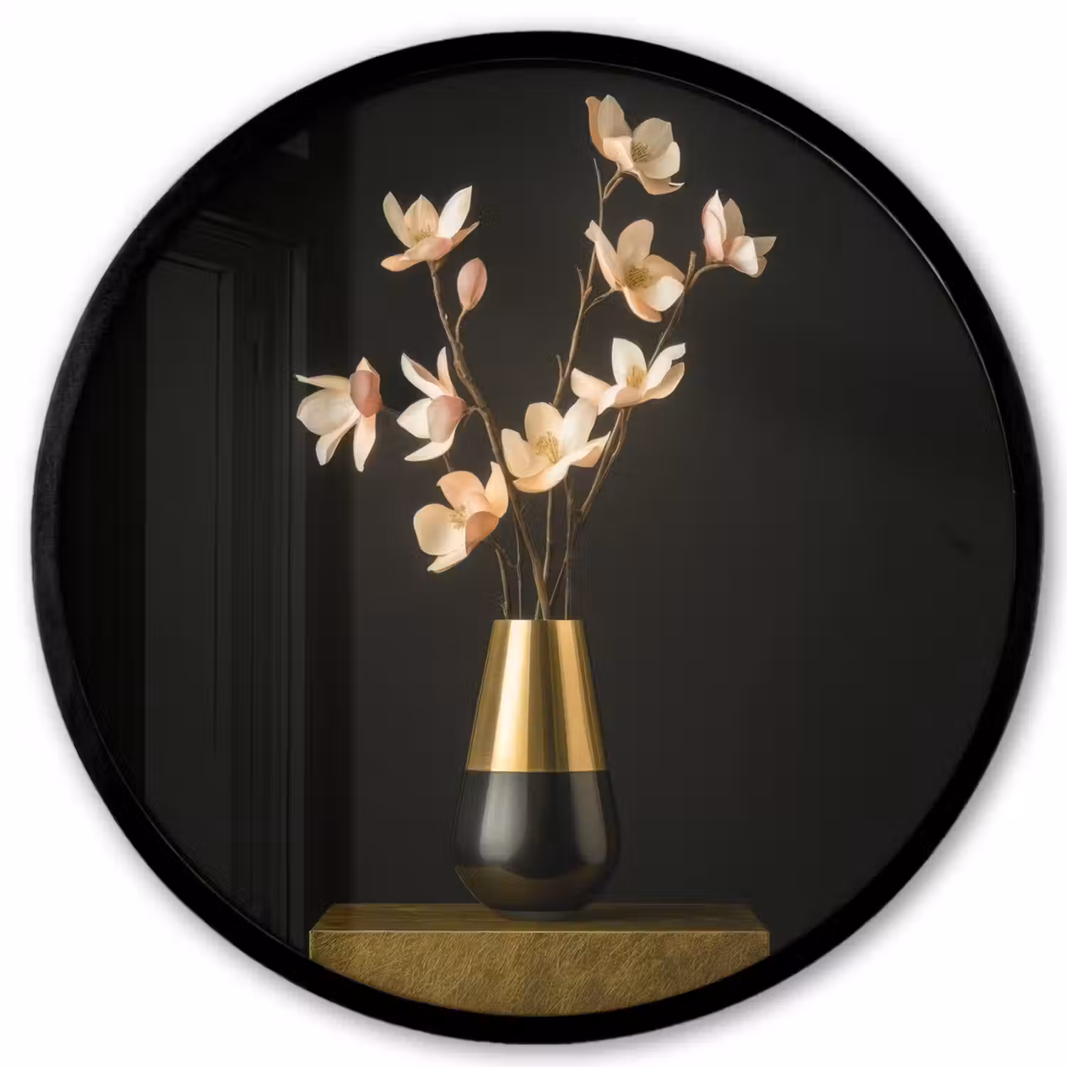 Sierlijk - Boeket - Goud - Vaas Fotolijst rond zonder passe partout klein -3d