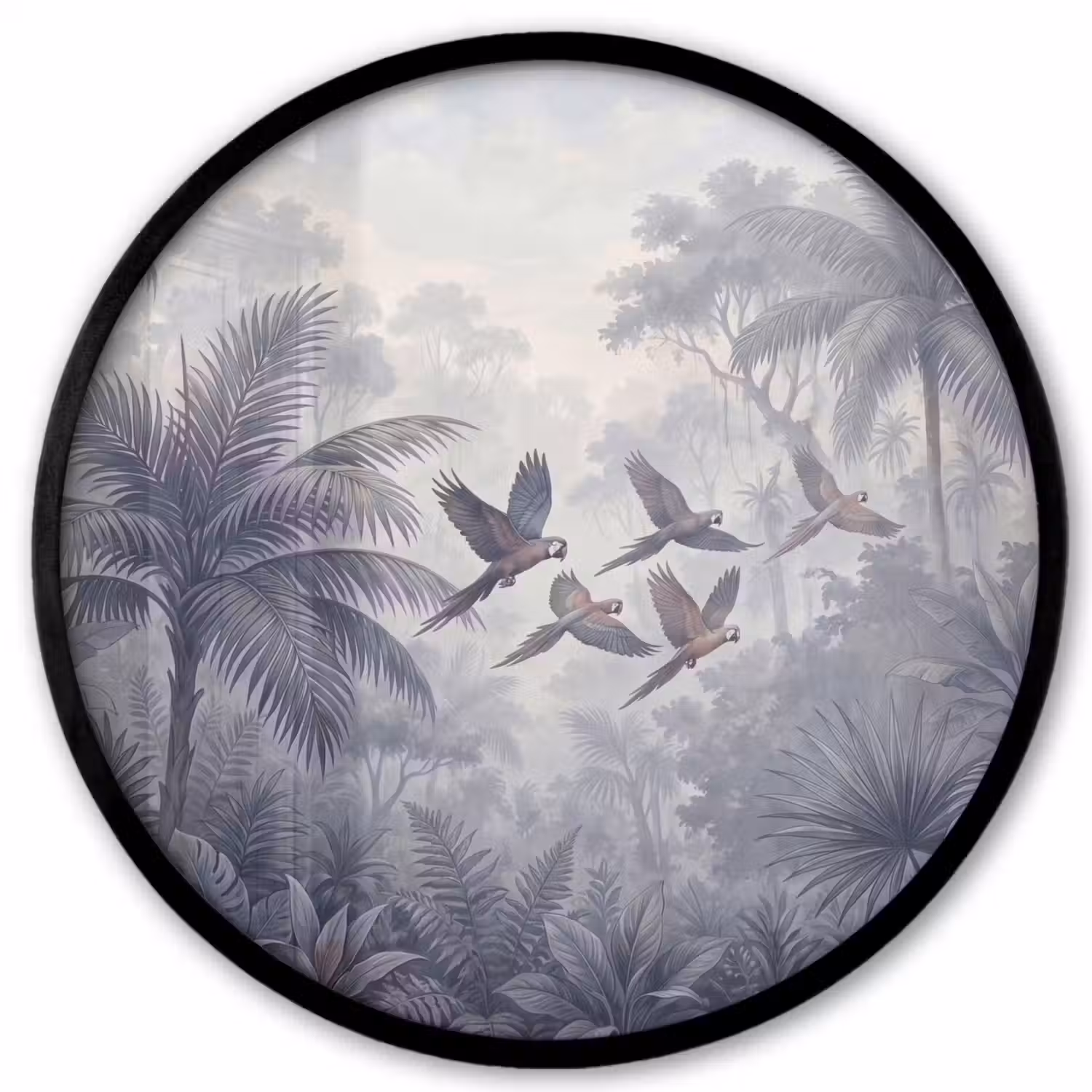Vogel - Vliegend - Jungle - Vintage - Dieren Fotolijst rond zonder passe partout klein -3d