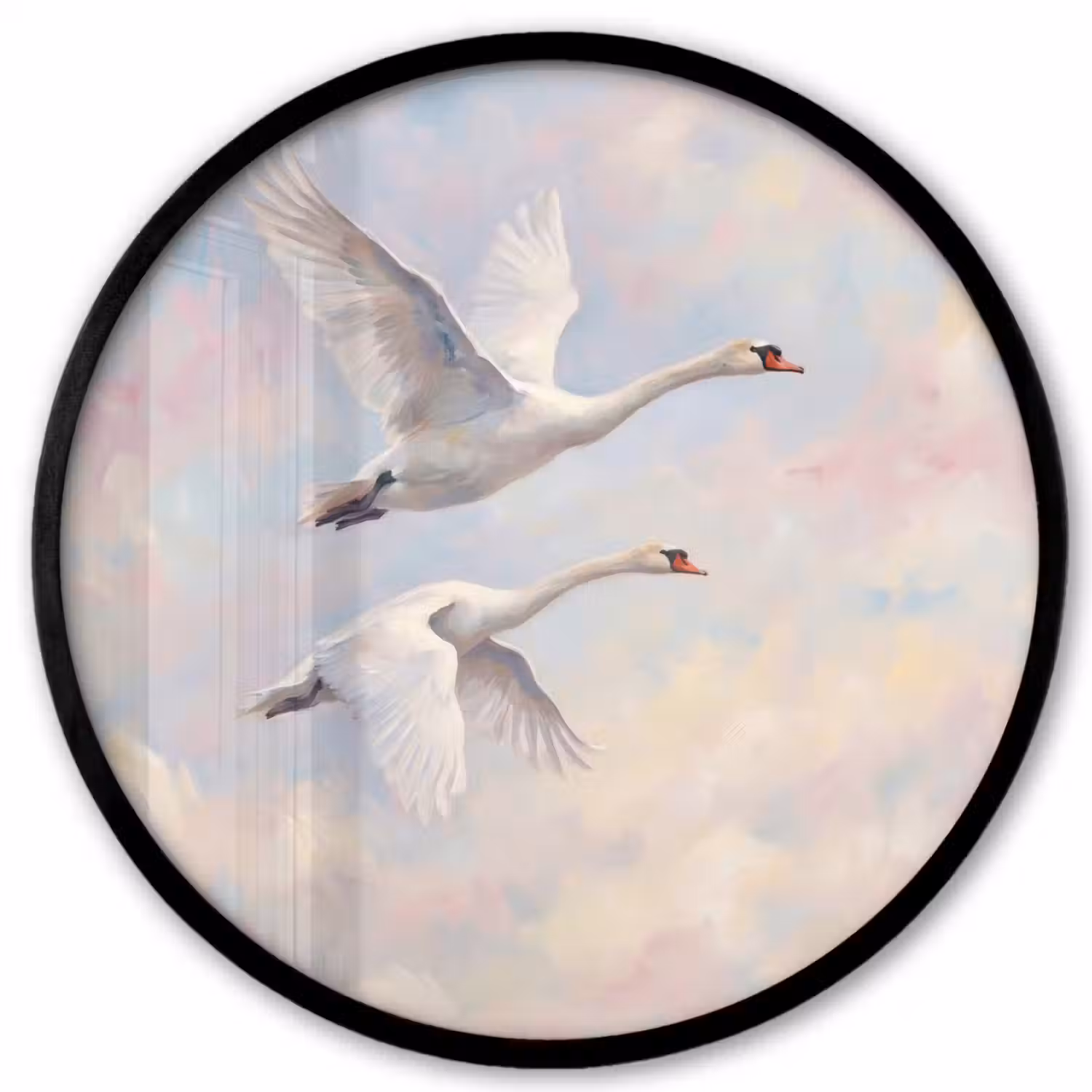 Vogel - Vliegend - Lucht - Modern - Pastel Fotolijst rond zonder passe partout klein -3d