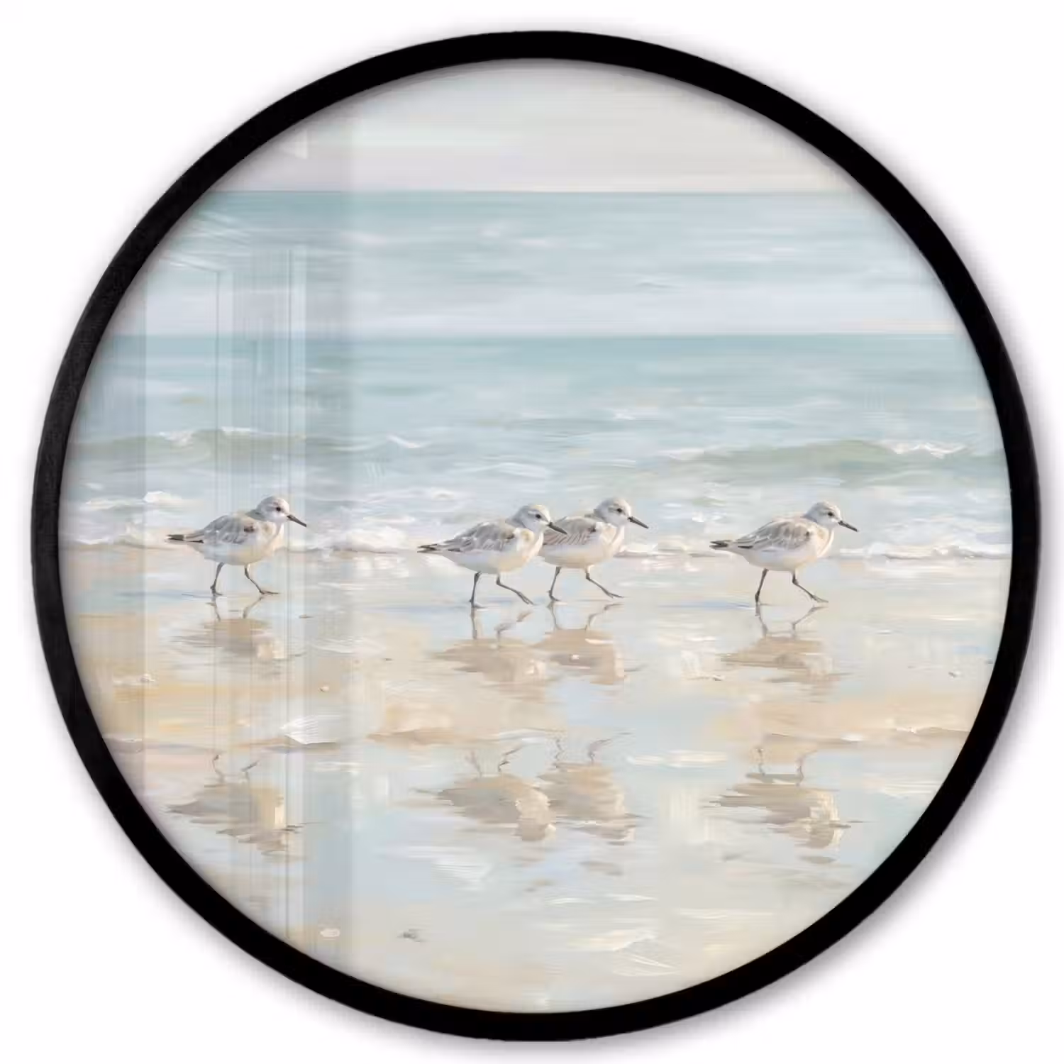 Vogels - Strand - Zee Fotolijst rond zonder passe partout klein -3d