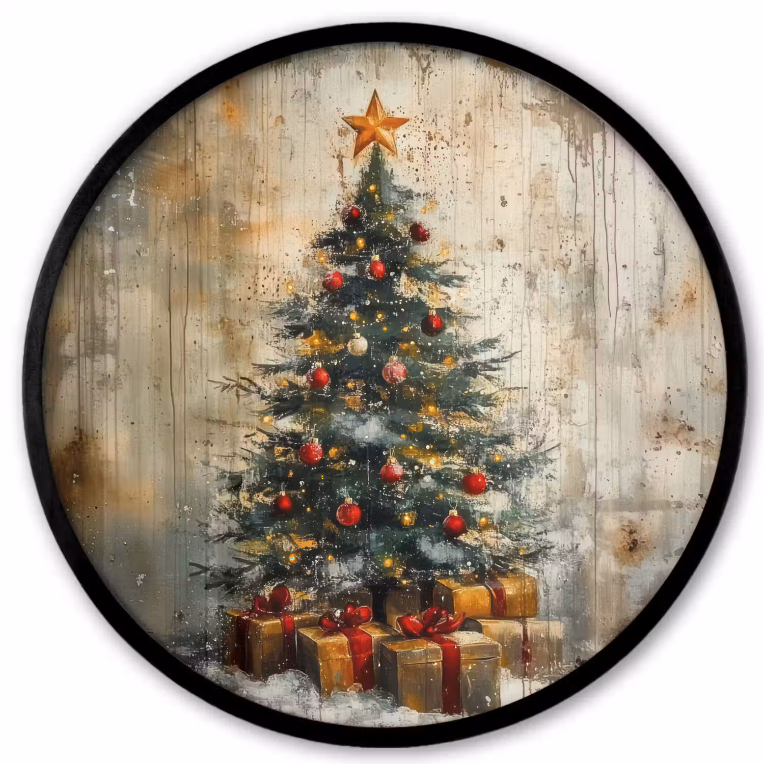 Kerstboom - Vintage - Kerst - Cadeau Fotolijst rond zonder passe partout klein -3d
