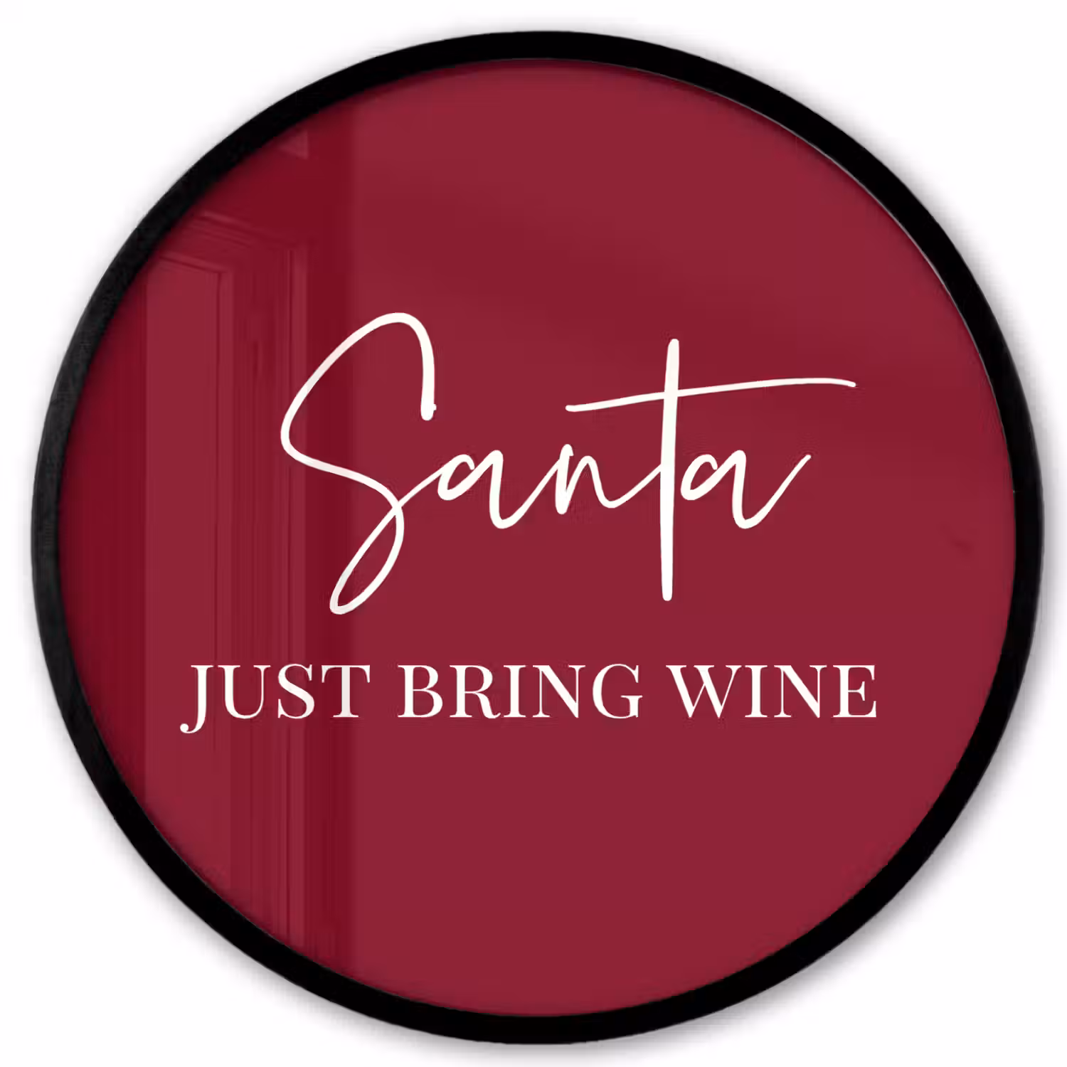 Santa - Wine - Rood - Kerst - Kerstman Fotolijst rond zonder passe partout klein -3d