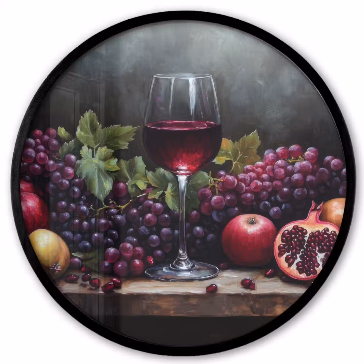 Wijn - Fruit - Stilleven Fotolijst rond zonder passe partout klein -3d