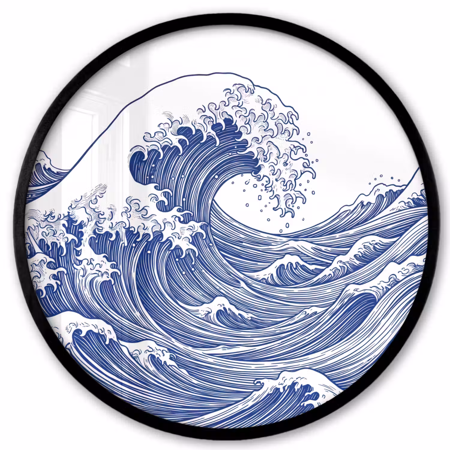 Golf - Japans - Zee - Illustratie - Blauw Fotolijst rond zonder passe partout klein -3d