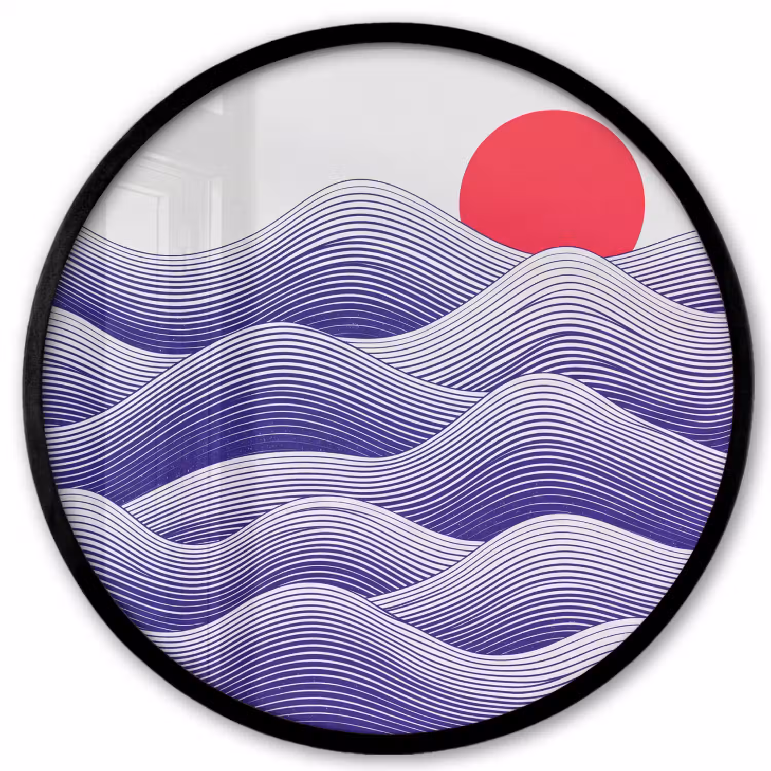 Golven - Zon - Natuur - Abstract - Rood Fotolijst rond zonder passe partout klein -3d