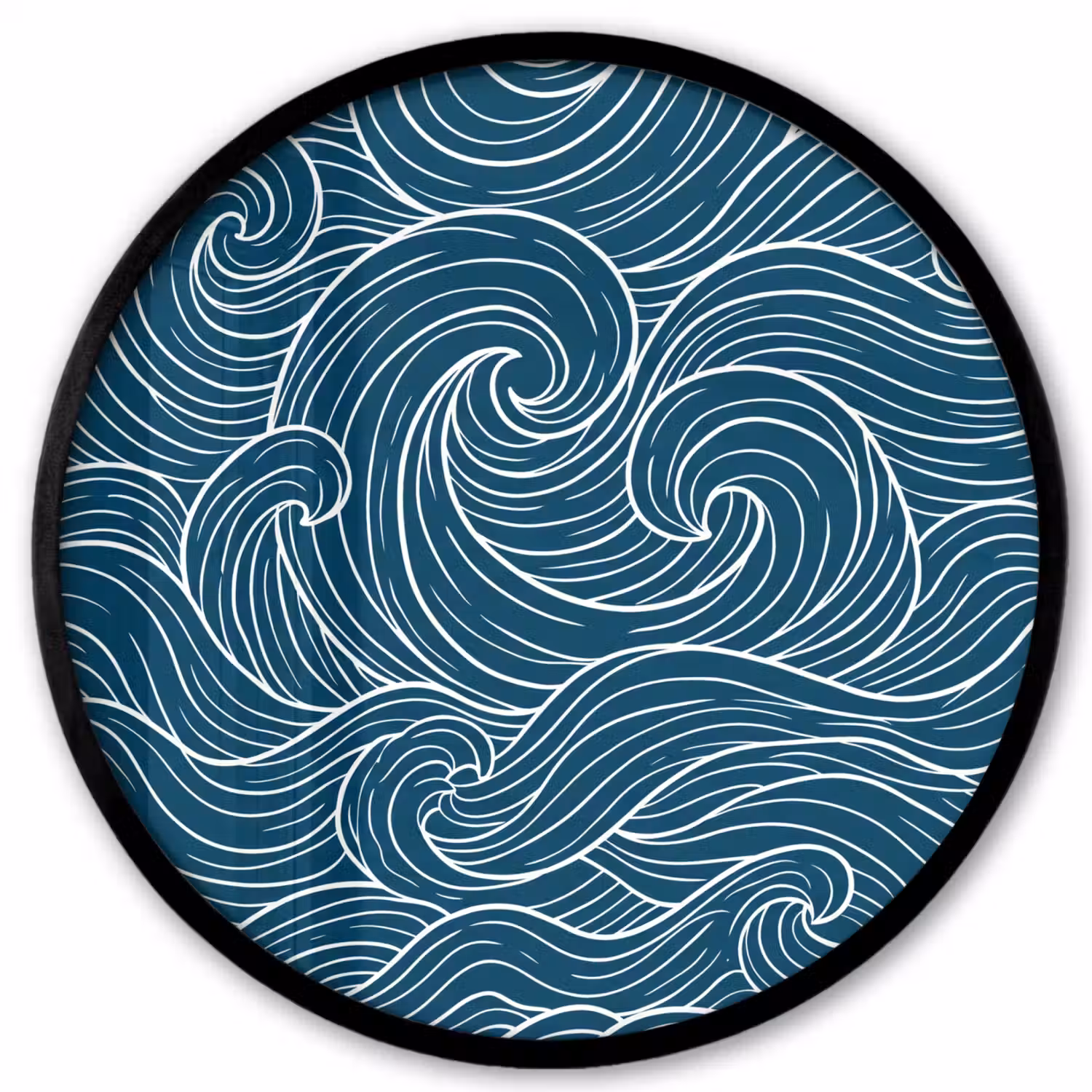 Golven - Spiraal - Water - Abstract - Blauw Fotolijst rond zonder passe partout klein -3d