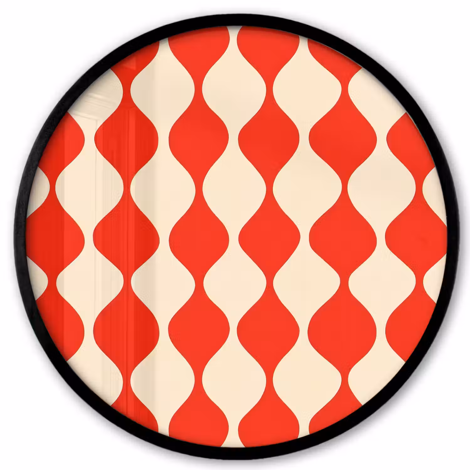 Golvend patroon - Retro - Rood - Beige Fotolijst rond zonder passe partout klein 856 -3d