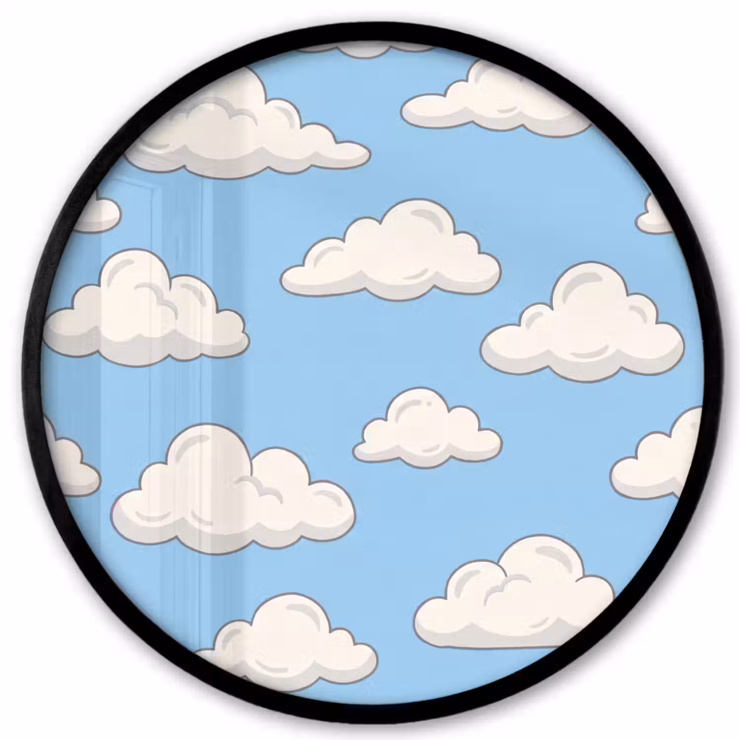 Wolk - Cartoon - Lucht - Blauw - Wit Fotolijst rond zonder passe partout klein -3d