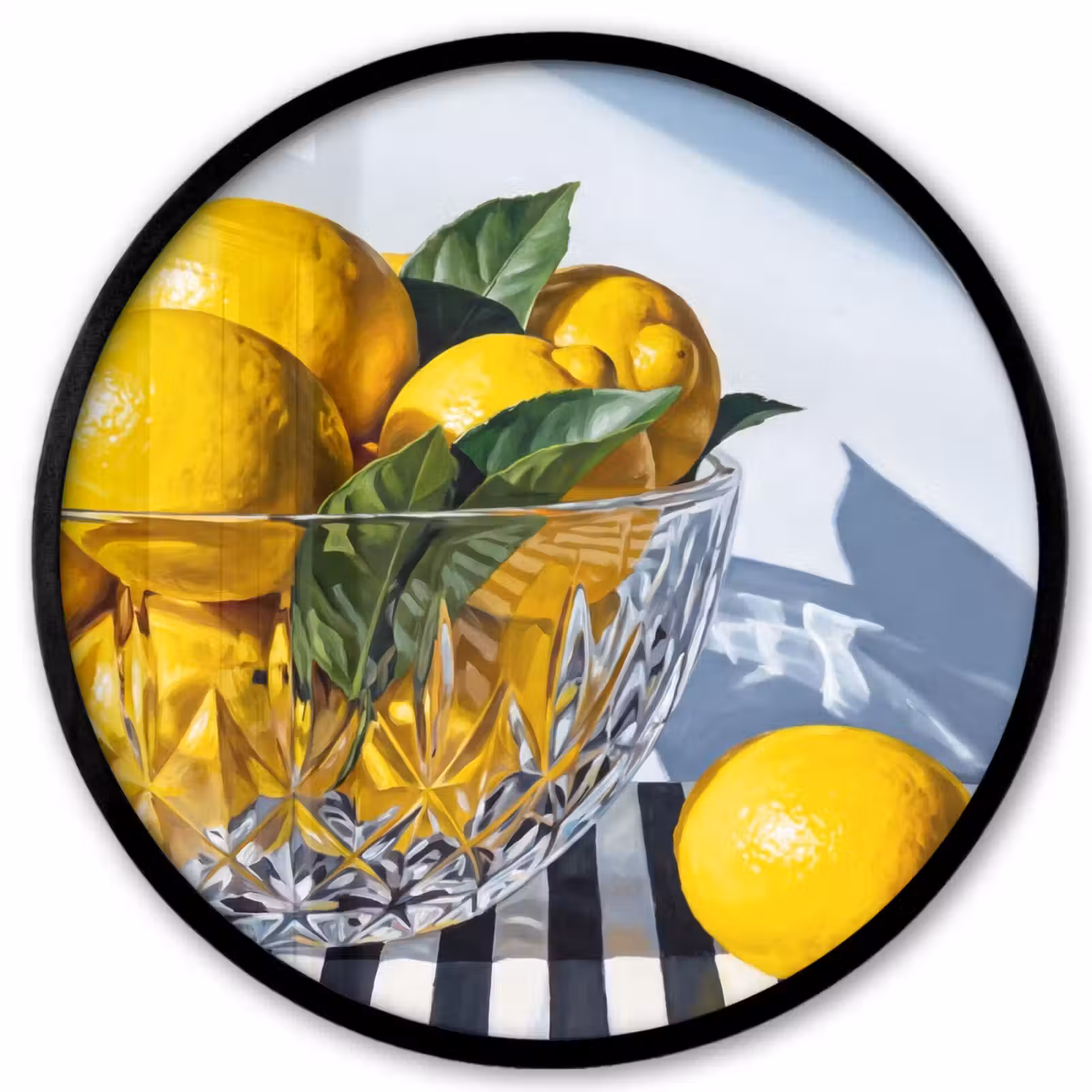 Poster im Rahmen Rund - Zitronen – Obst – Gelb - Citroenen - Fruit - Geel Fotolijst rond zonder passe partout klein