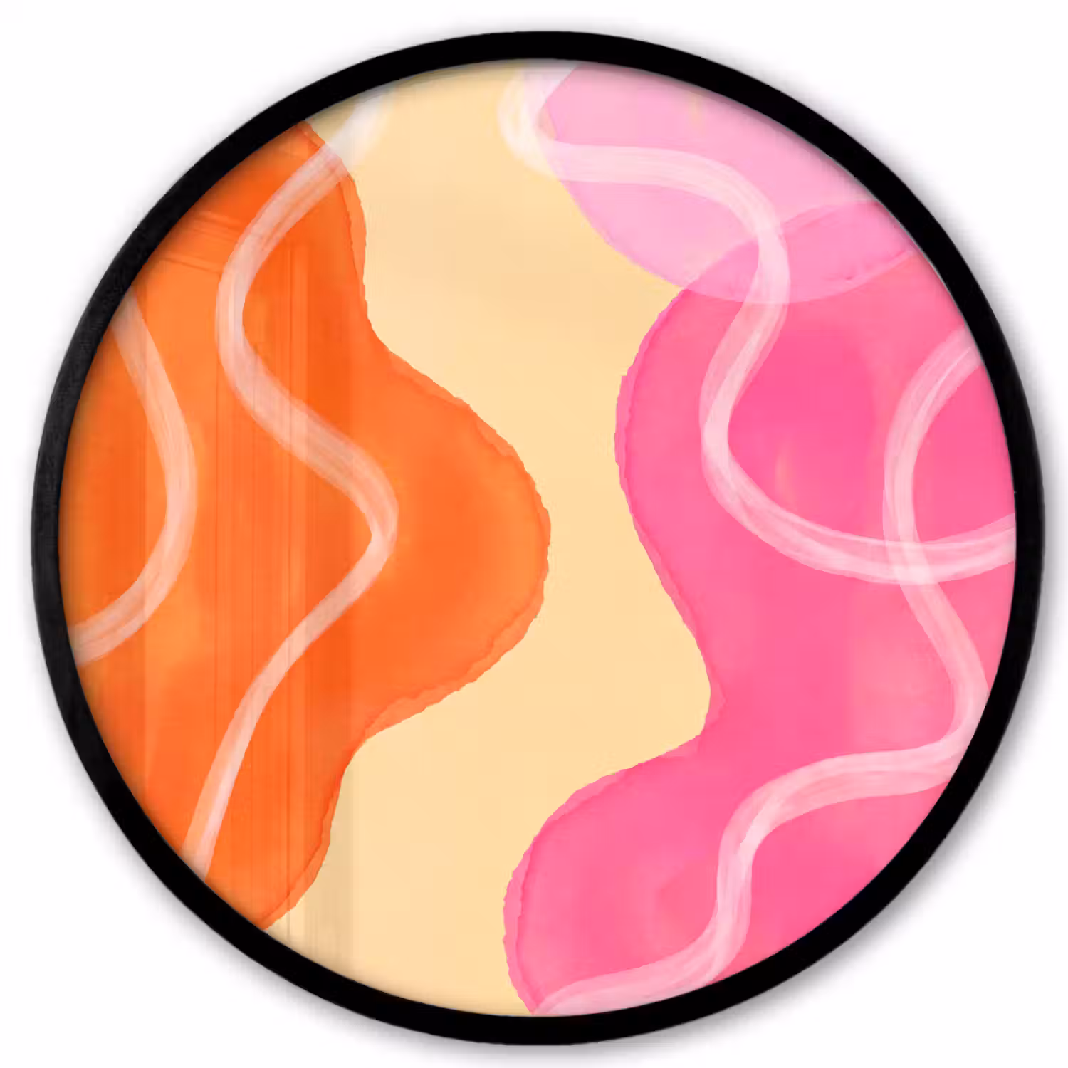 Abstract - Aquarel - Organisch - Oranje - Roze Fotolijst rond zonder passe partout klein -3d