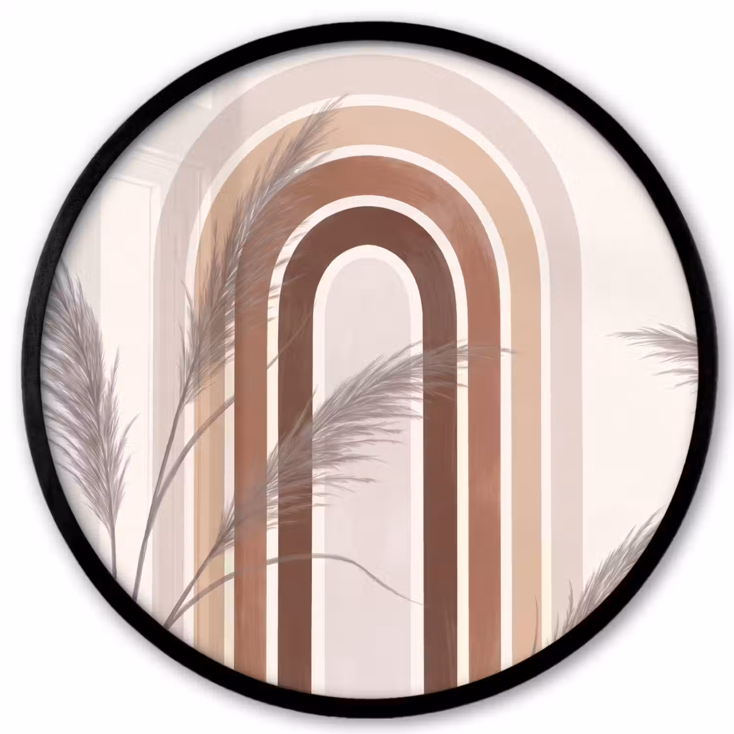 Abstract - Bogen - Plant - Boho - Beige Fotolijst rond zonder passe partout klein -3d