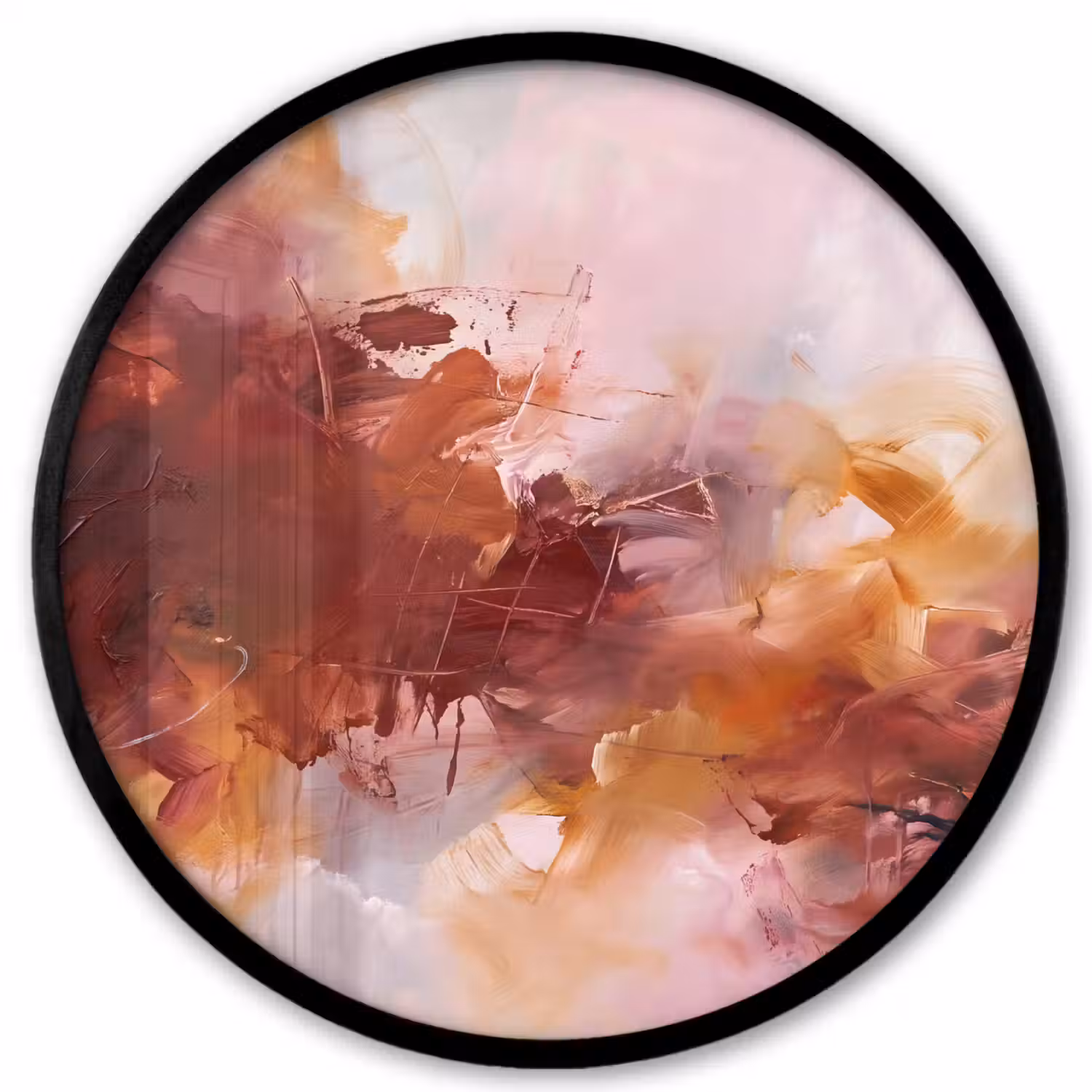 Abstract - Kleurrijk - Kunst - Modern - Roze-Rood Fotolijst rond zonder passe partout klein -3d