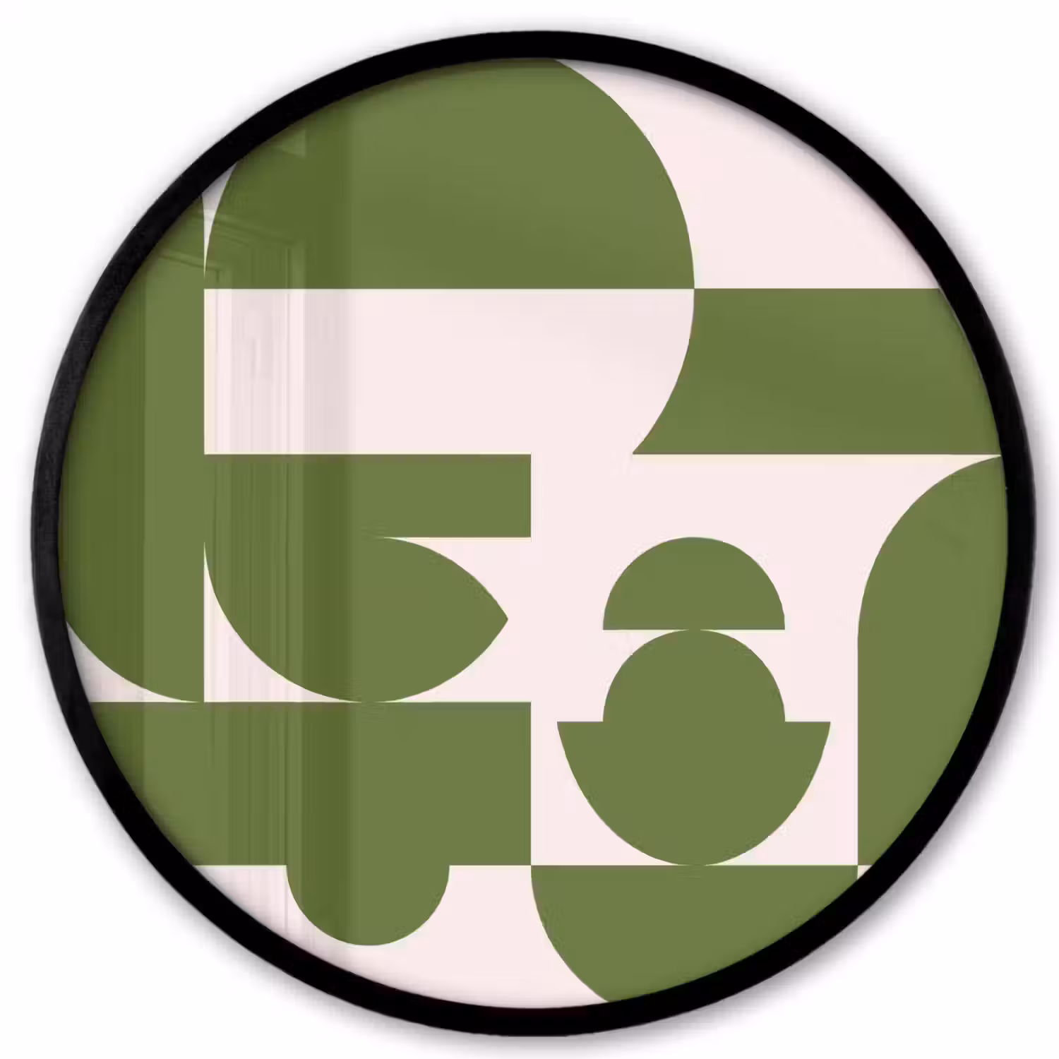 Abstract - Geometrie - Modern - Groen - Wit Fotolijst rond zonder passe partout klein -3d